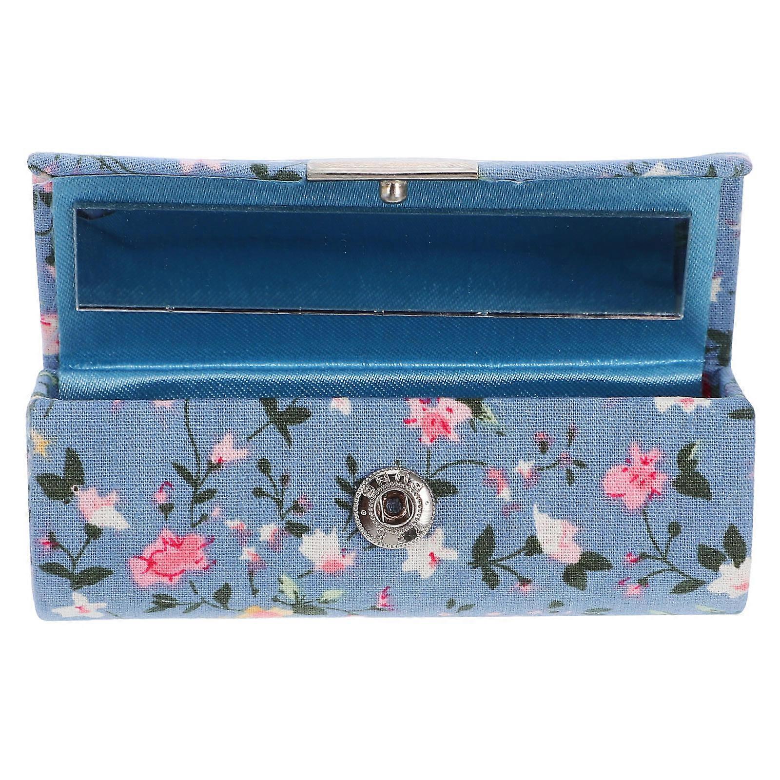 Women Lipstick Case for Storage Use Floral Pattern with Mirror