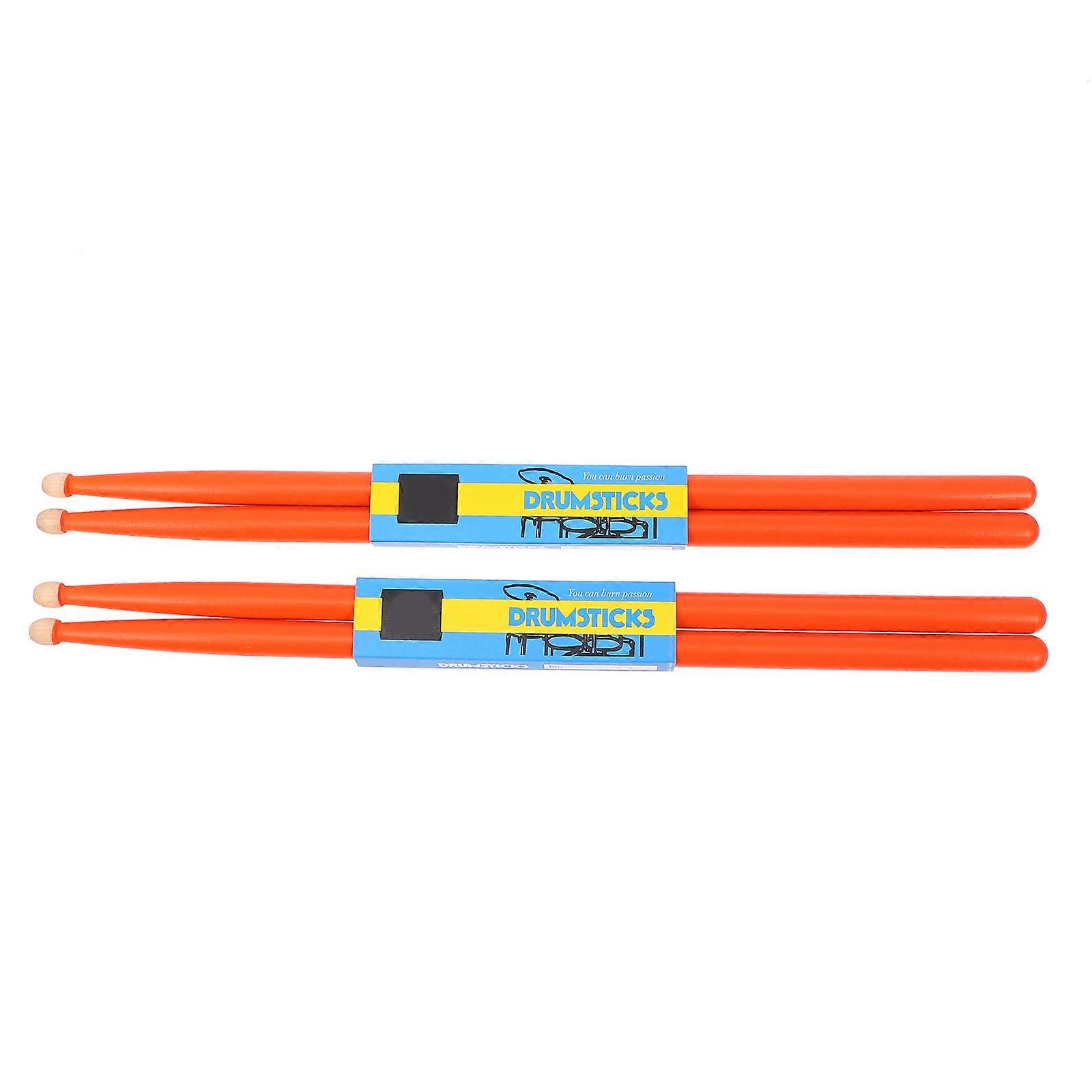 Orange Drum Sticks for Beginners Made of Synthetic Material with Comfortable Grip and Slip Resistance 2 Pairs