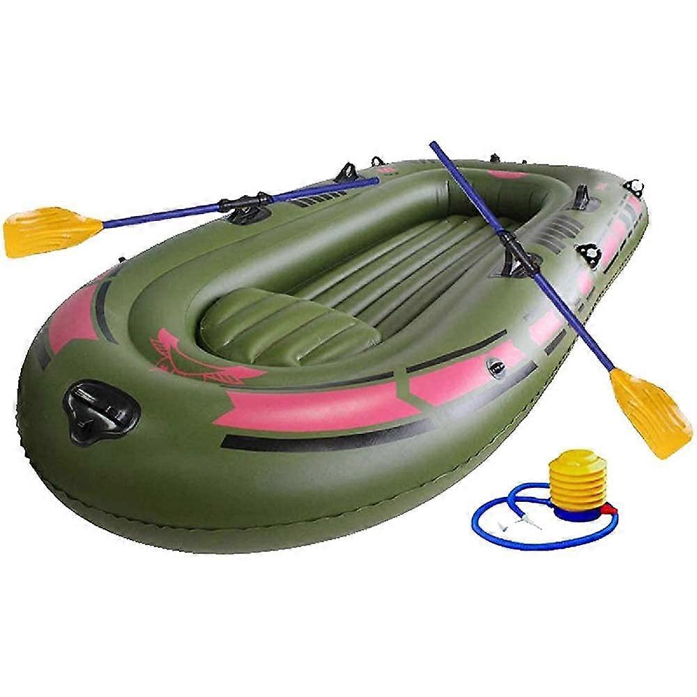 2 Person Green Kayak Inflatable Dinghy Rubber Dinghy Rudder Air Pump Rope Set Water Sports
