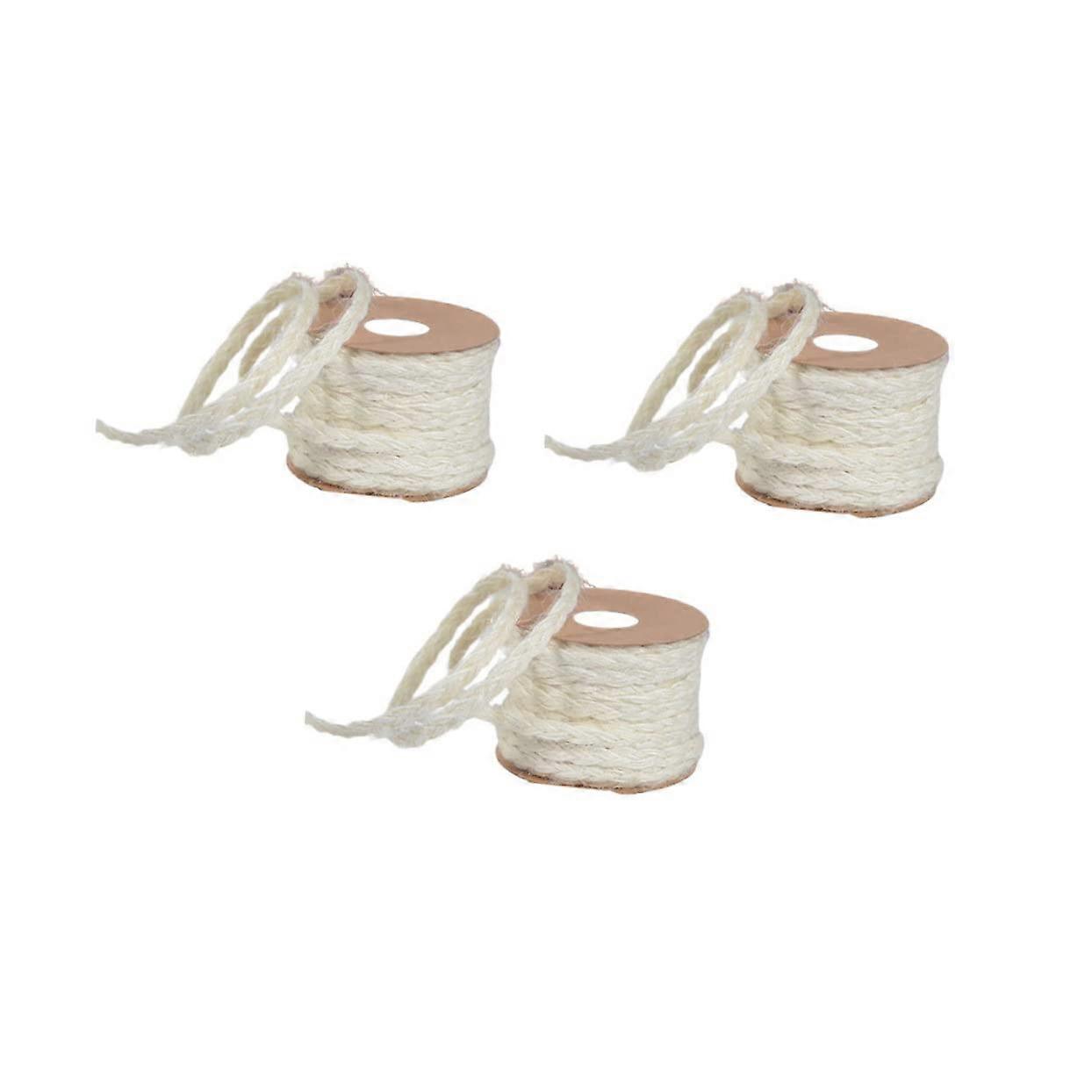 3 pieces of jute twine handwoven for DIY craft projects, packaging cord in cream color for weddings and gardening.