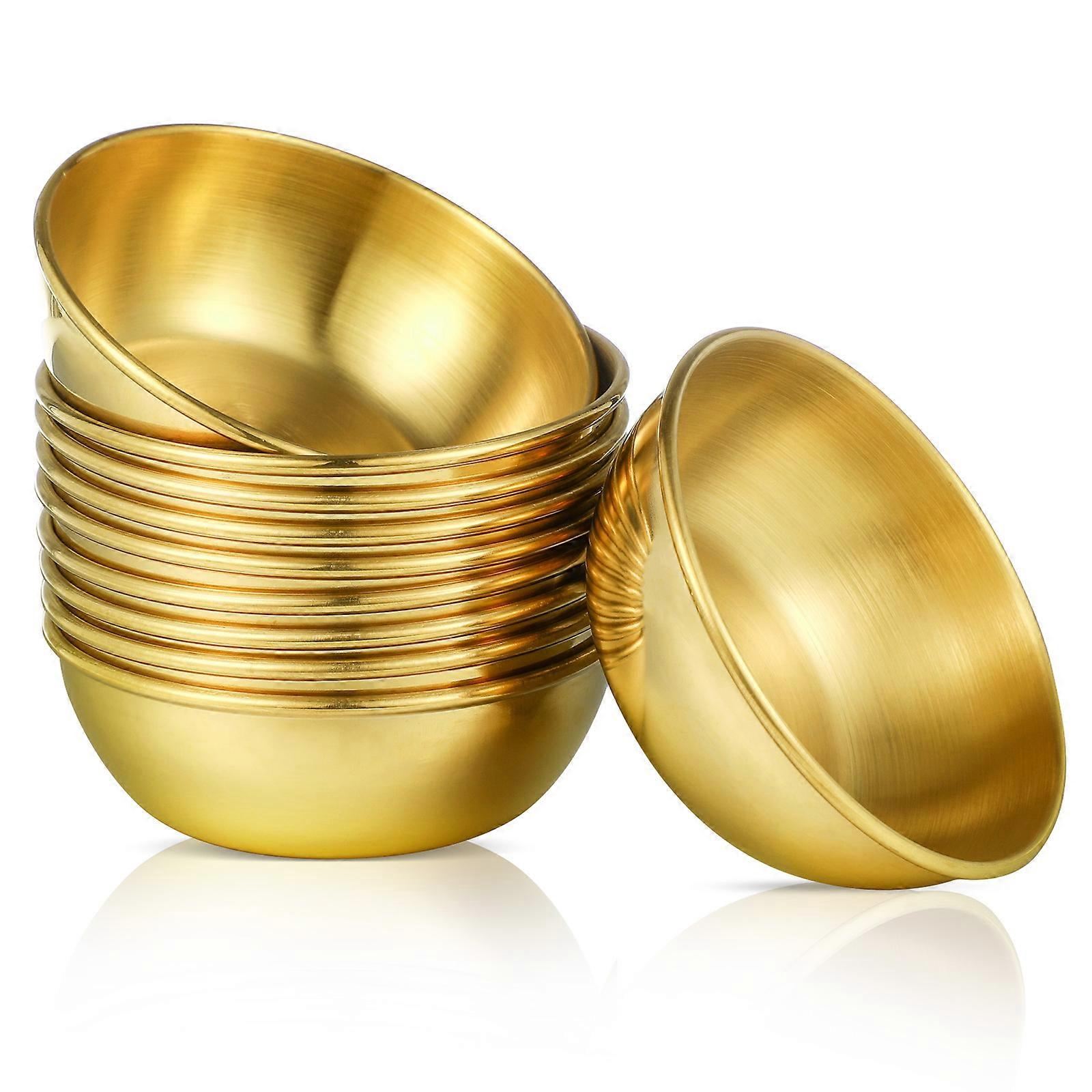 10pcs Soy Sauce Dishes For Sushi, Stainless Steel Sushi Dipping Bowls Round Soy Sauce Dipping Bowl, Mini Seasoning Bowl For Snack Sushi Fruit