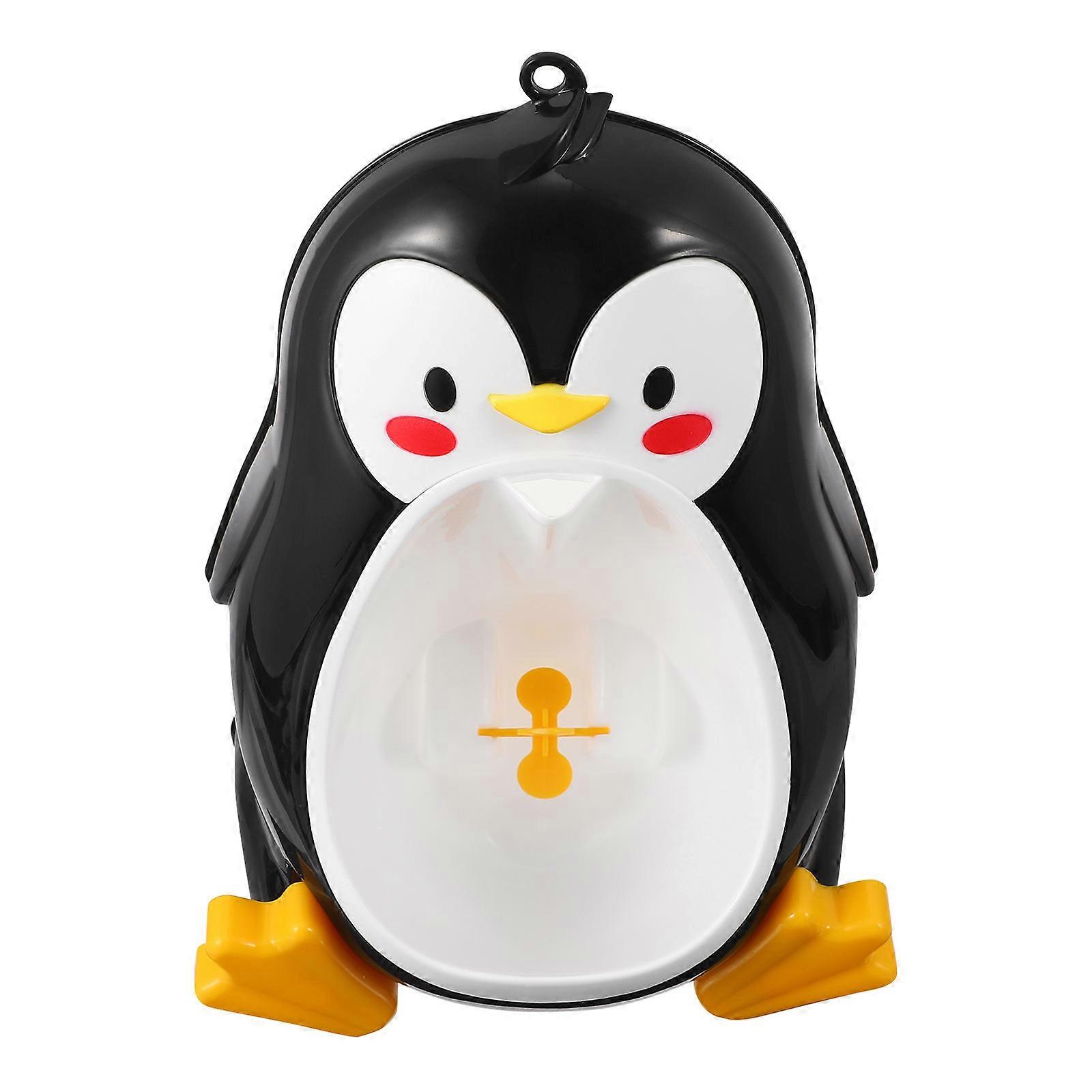 Boy Training Urinal Penguin Shape Potty for Kids Easy to Clean Black PP Material Space Saving