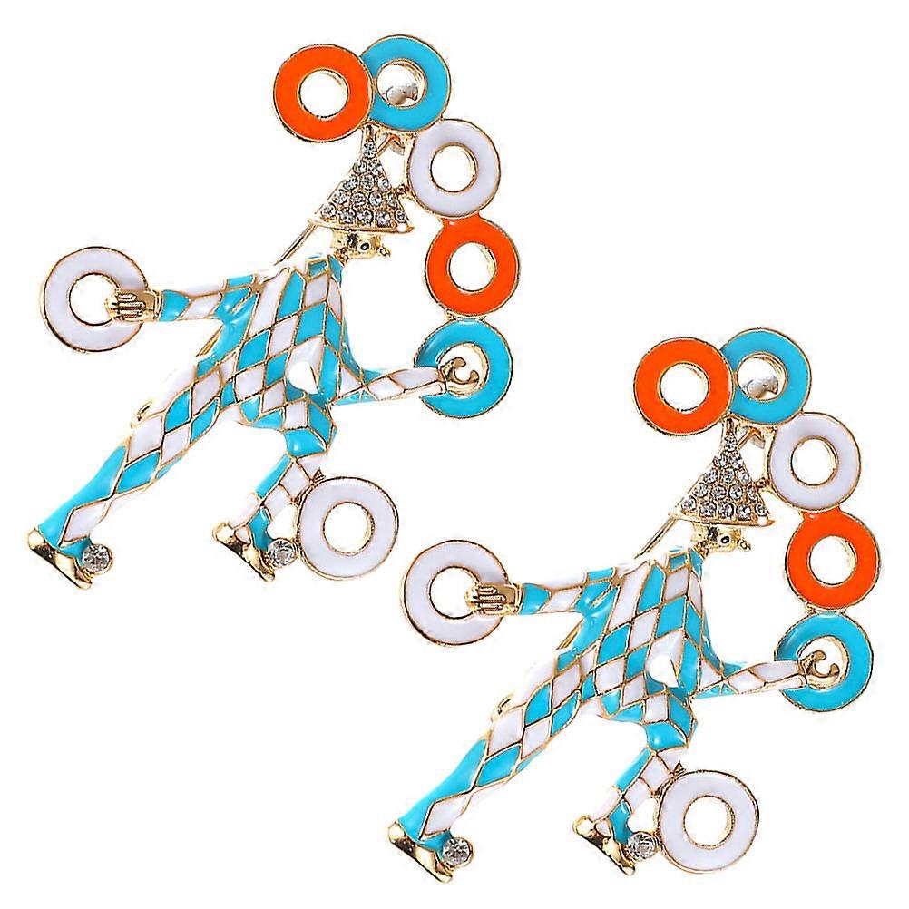 Clown Design Brooch Stylish Circus Clown Badges 2Pcs