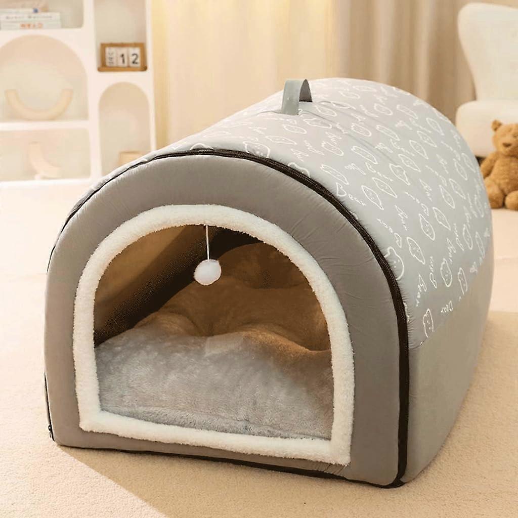 Dog Warmth Dog Nest Bed - Plush Thickened Semi-Closed Winter Dog Bed, Removable Washable Deep Sleeping Mat for Medium to Large Dogs