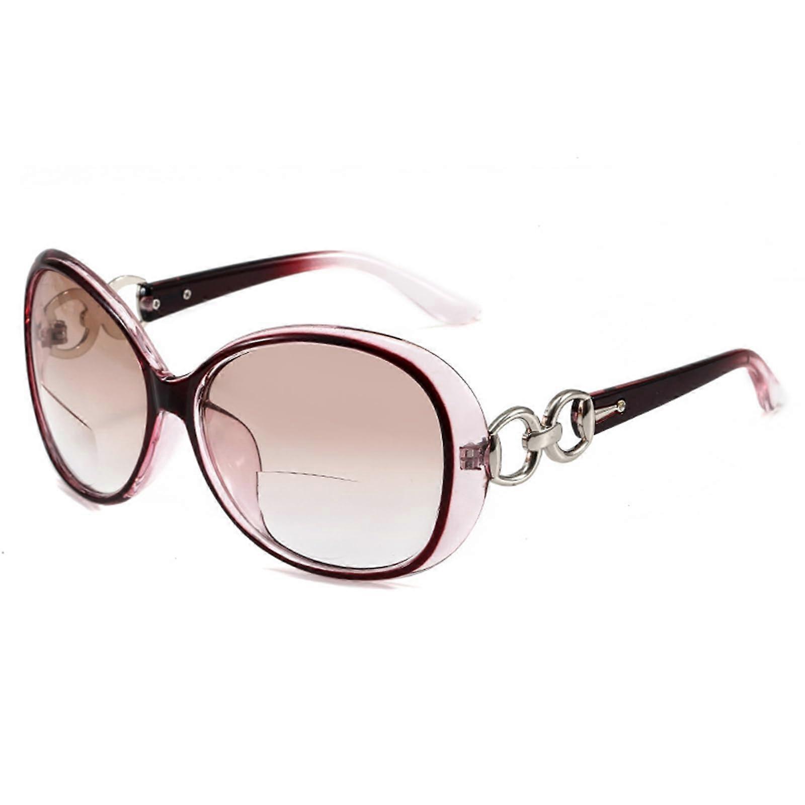 Reading Glasses with UV400 Reading Sunglasses for Women, Large Wine Red Sun Reader Glasses 1.5x Clear Vision