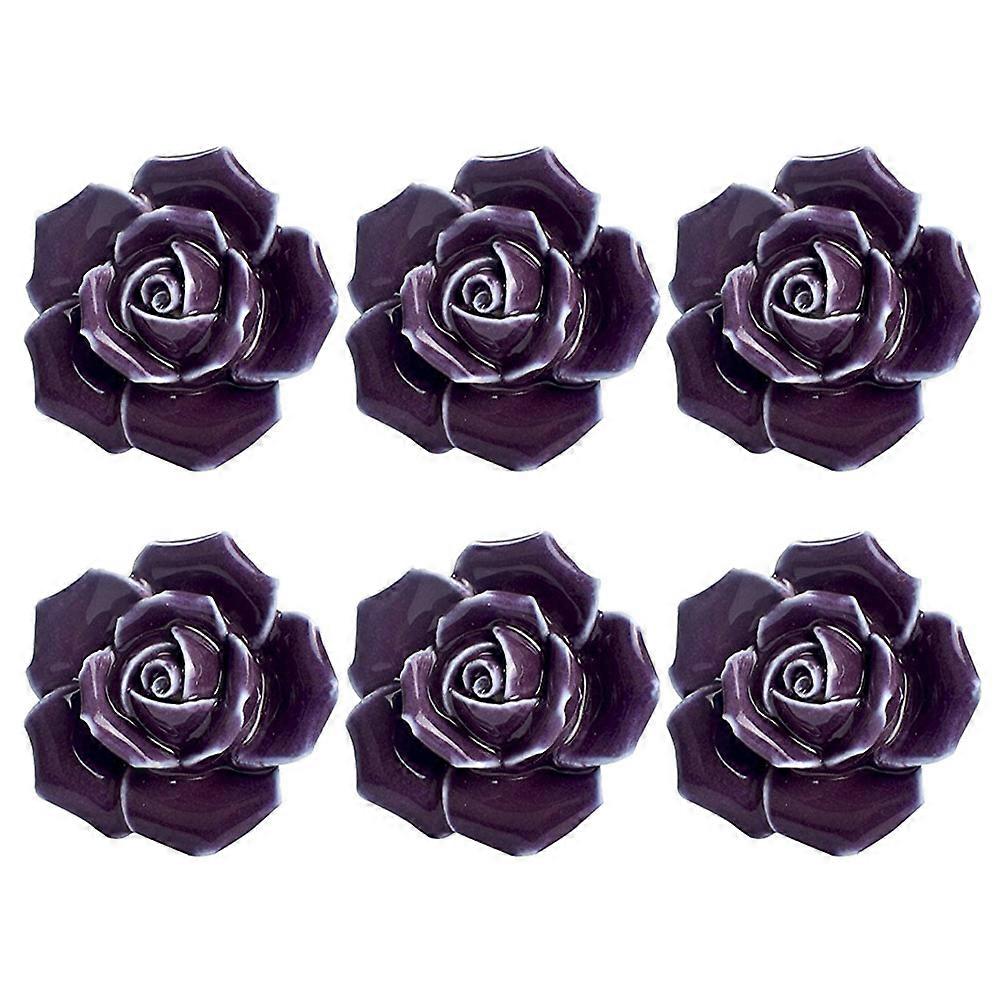 Drawer Pulls Ceramic Flower Knobs For Cabinets Rustic European Style 4CM 6Pcs