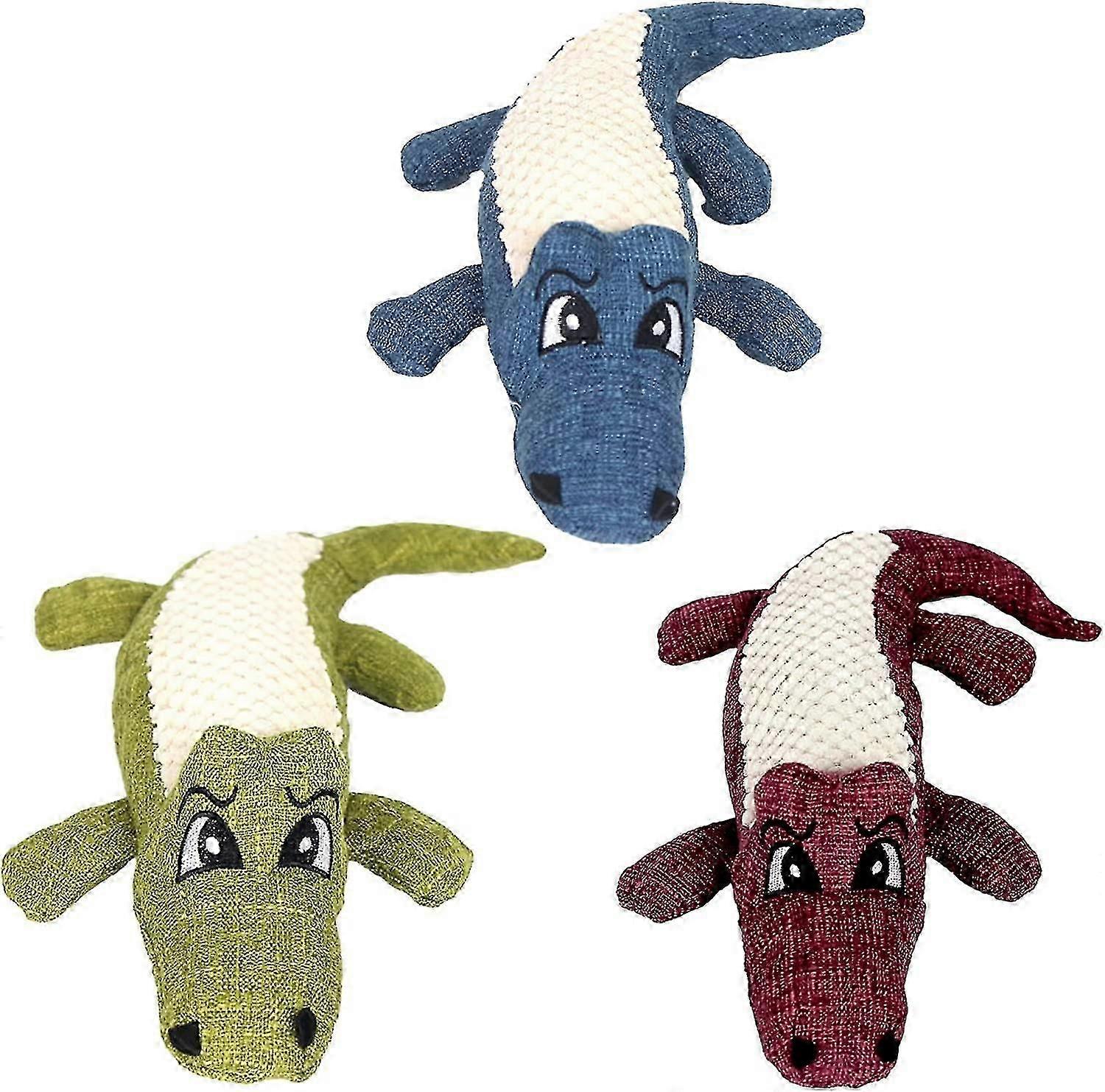 3pcs Crocodile Squeaky Plush Dog Toys For Aggressive Chewers, Durable Interactive Dog Toy, Stuffed Soft Plush Dog Toys