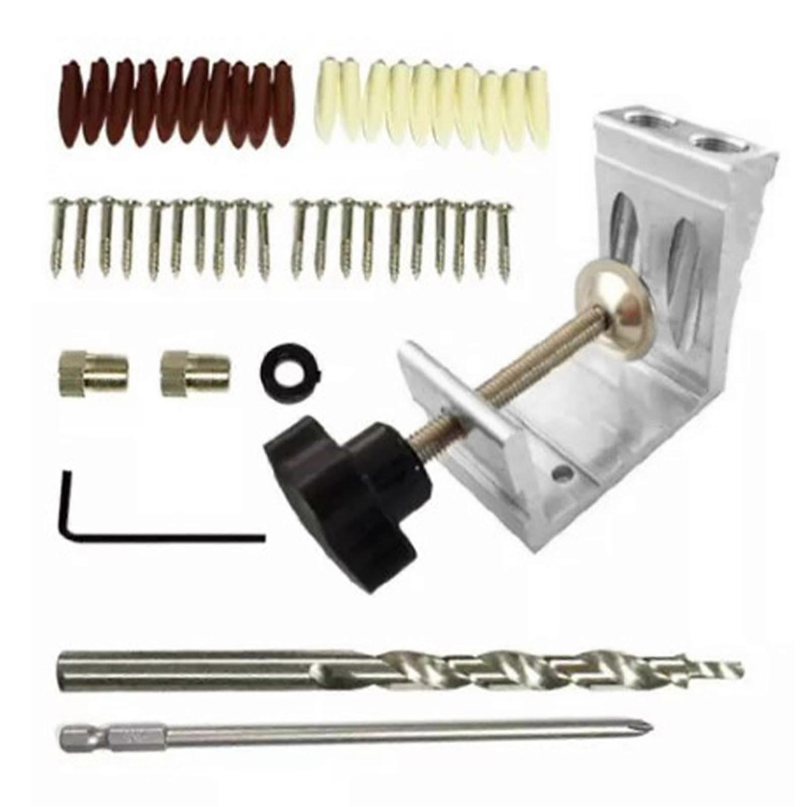 Oblique Hole Positioner Locator & Drilling Bit Set - Woodworking Drill Guide Tool Jig Kit for Precision Wood Projects