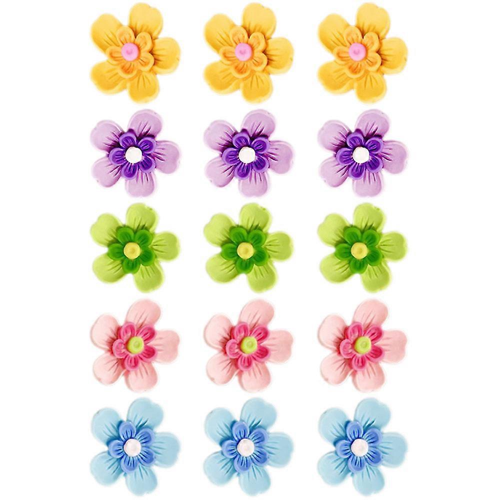 Resin Flower Shaped Pushpins 15Pcs Assorted Color for Decoration Versatile Fixing