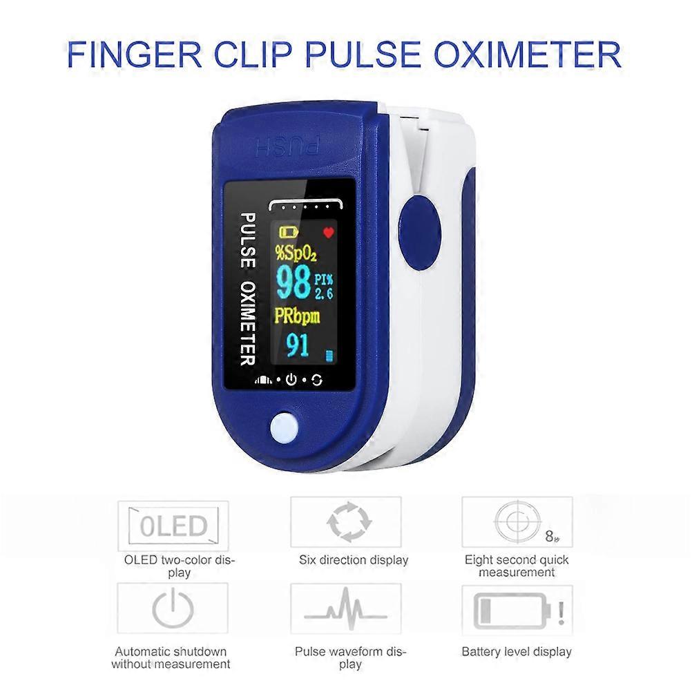 Fingertip Pulse Oximeter OLED Display Blood Oxygen Saturation and Heart Rate Monitor with Auto Power Off and Alarm Function