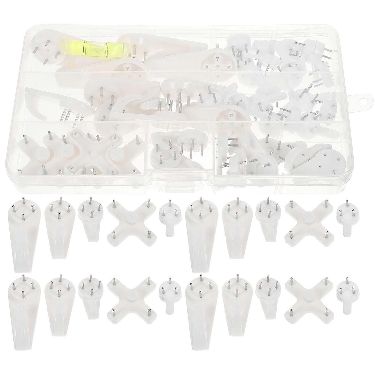 Non-Trace Picture Hanger Wall Hook for Fixing 1Set White Plastic