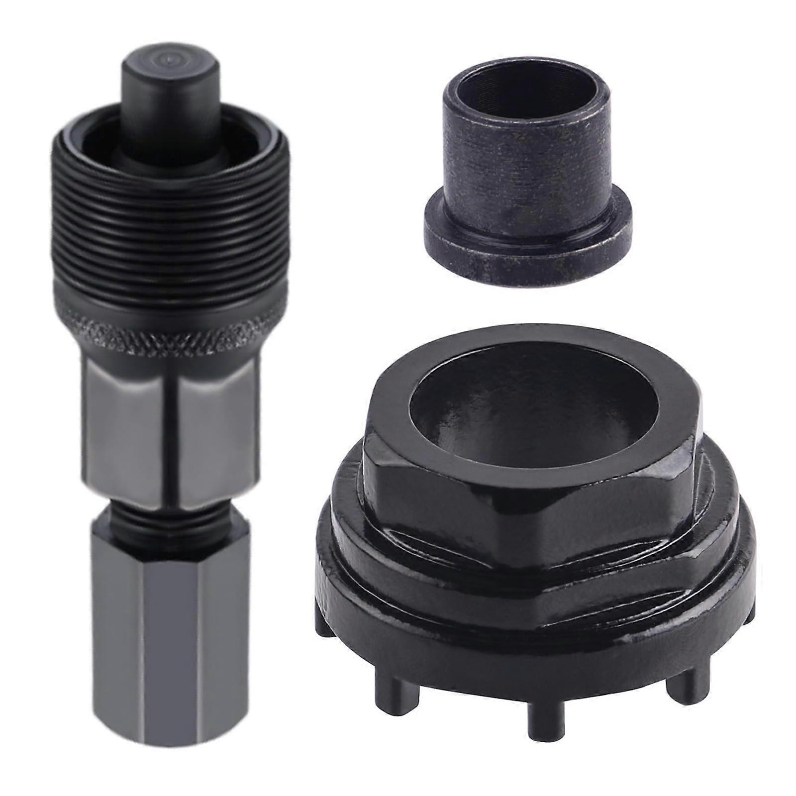Bicycle Lock Ring Tool 42 Mm Black Bottom Bracket Tool, Crank Puller, 8 Teeth, Removable Cap, Universal Bicycle Repair