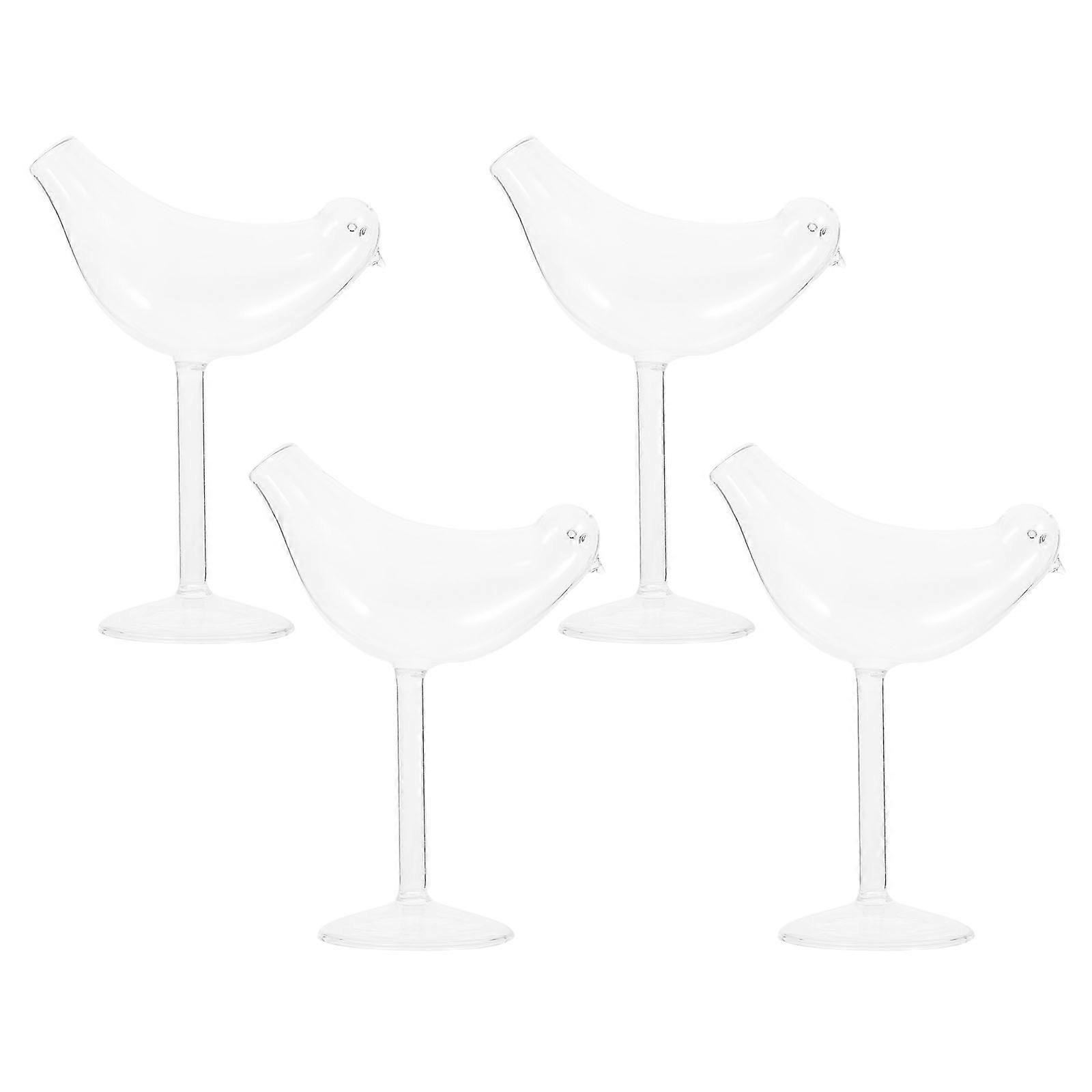 Creative Bird Shape Cocktail Glasses Set of 4 for Bars Transparent Glass Wine Containers