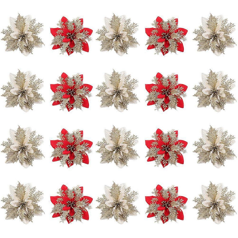 Here's a polished product description for your **20pcs Artificial Glittery Christmas Simulation Flower Decorations**:
π **20pcs Artificial