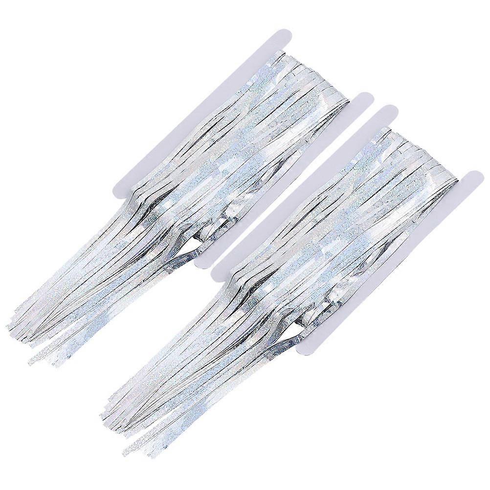 Silver Tinsel Curtain Backdrop for Party Decorations and Door Decor Made of Durable Plastic 2pcs
