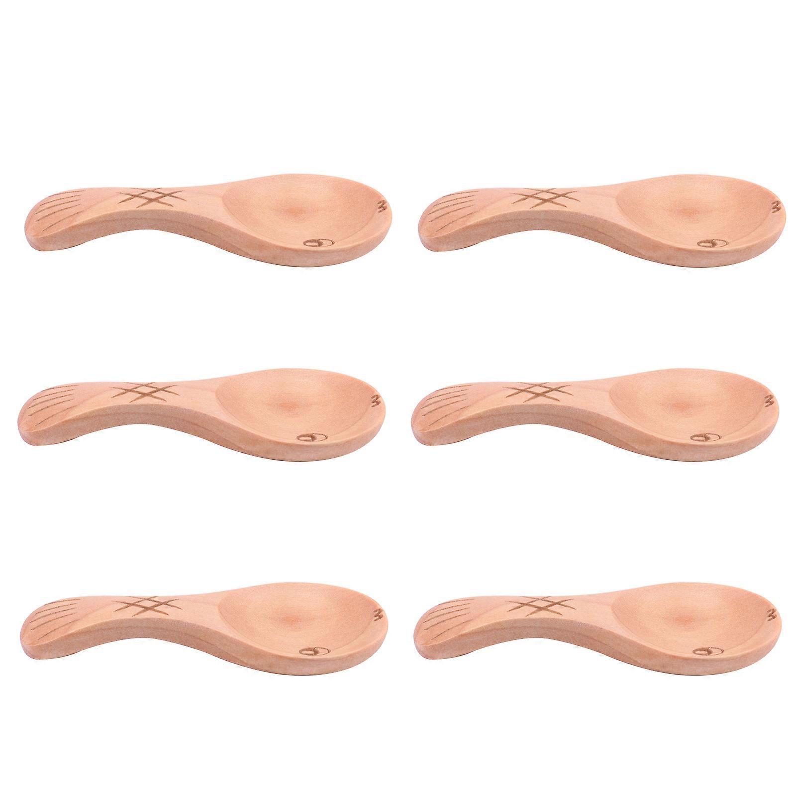 Wooden Spoons for Baby Use Beige Color 6 Pieces Small Salt Spoons