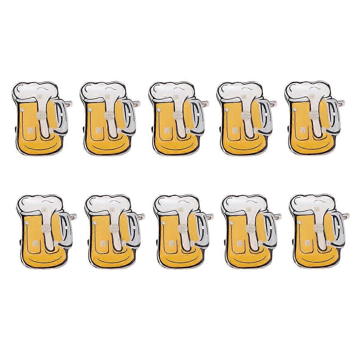 Cartoon Beer Mug LED Brooch with Light Up Feature for Wearing and Parties Multi Color 10pcs