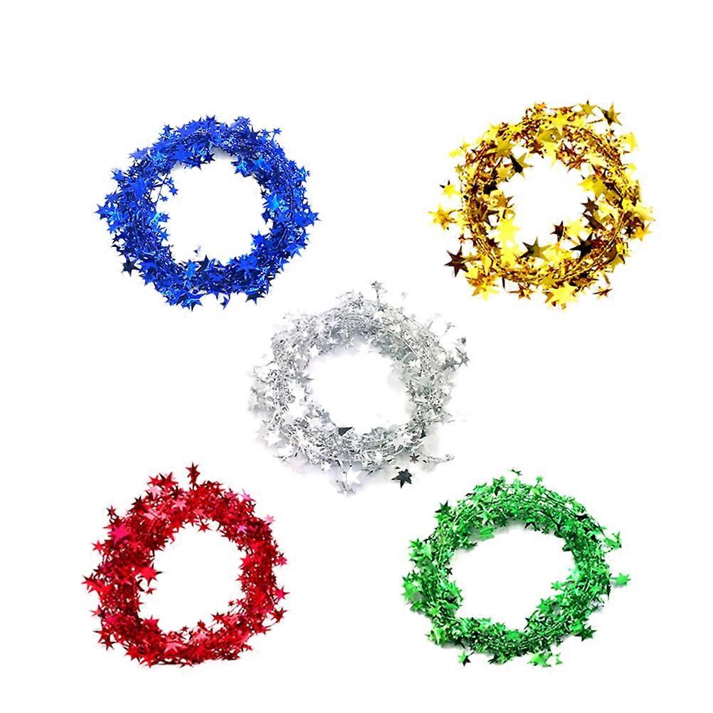 Plastic Shiny Hanging Star String Chain Christmas Tree Decoration Party Wedding 5Pack