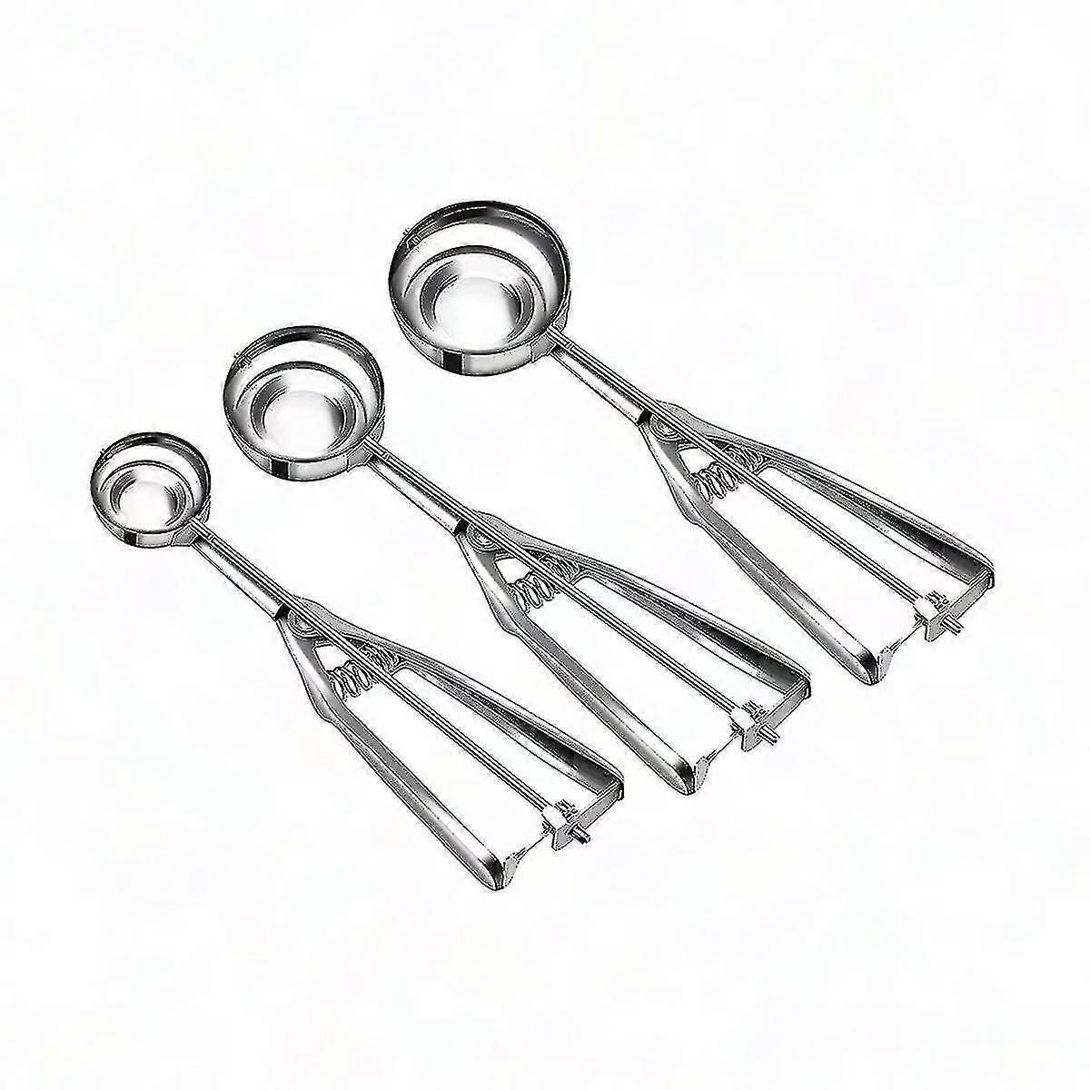 Stainless Steel Ice Cream Scoop Set - 3 Sizes for Baking & Cookies