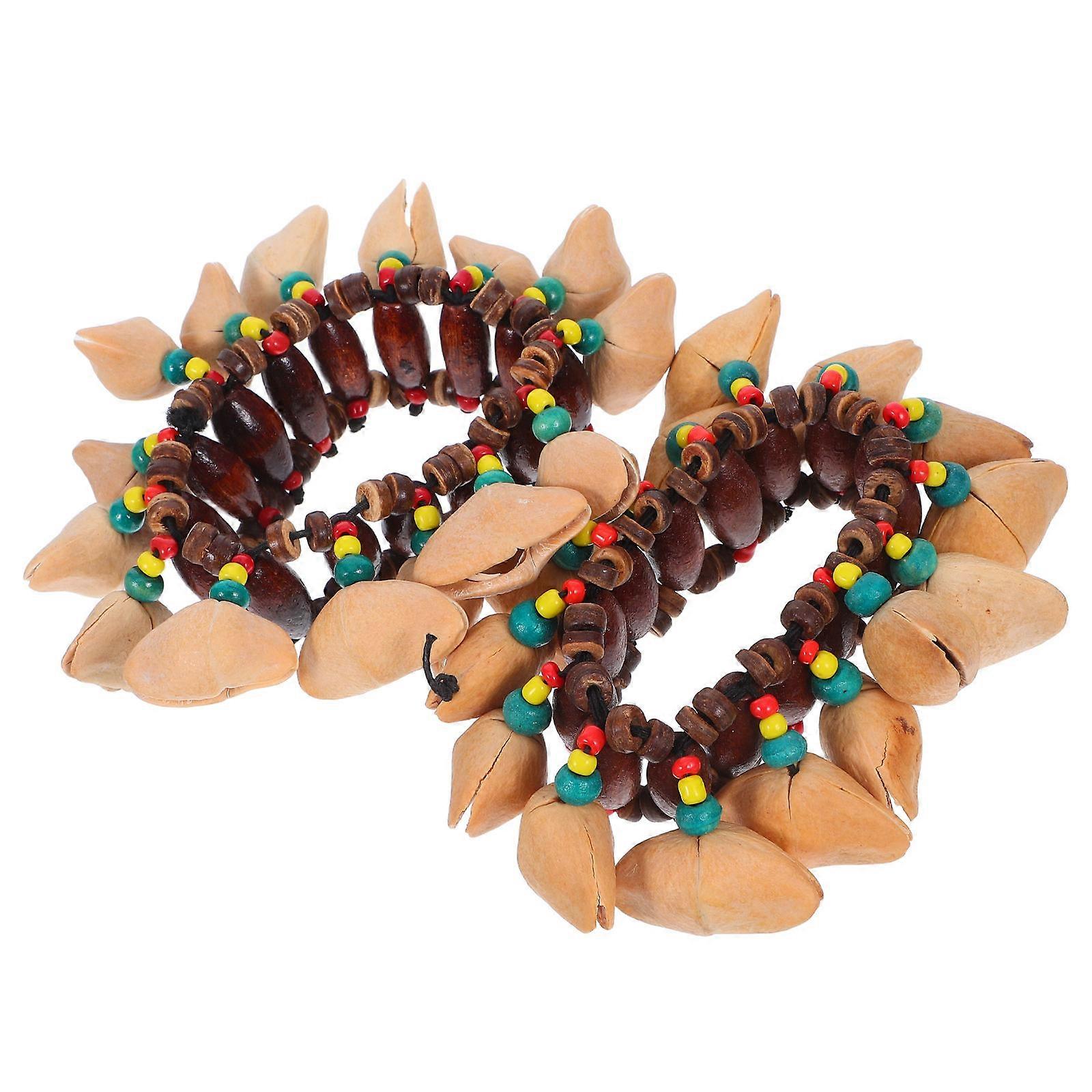 2Pcs Creative African Tribal Bracelet with Djembe Hand Bell