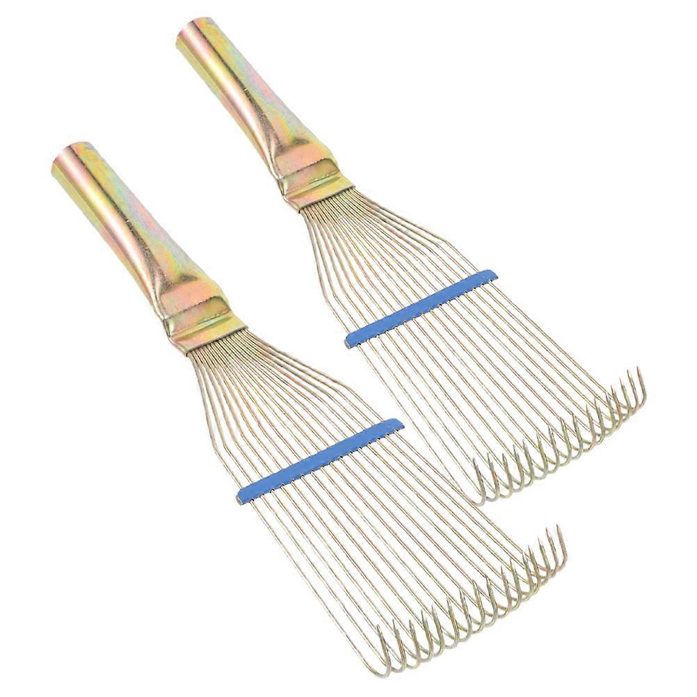 Wire Comb For Cleaning Livestock Grooming Comb Multi Heavy Duty Steel Teeth Horse Cattle Deshedding Dematting Tool Thick Coats 2Pcs