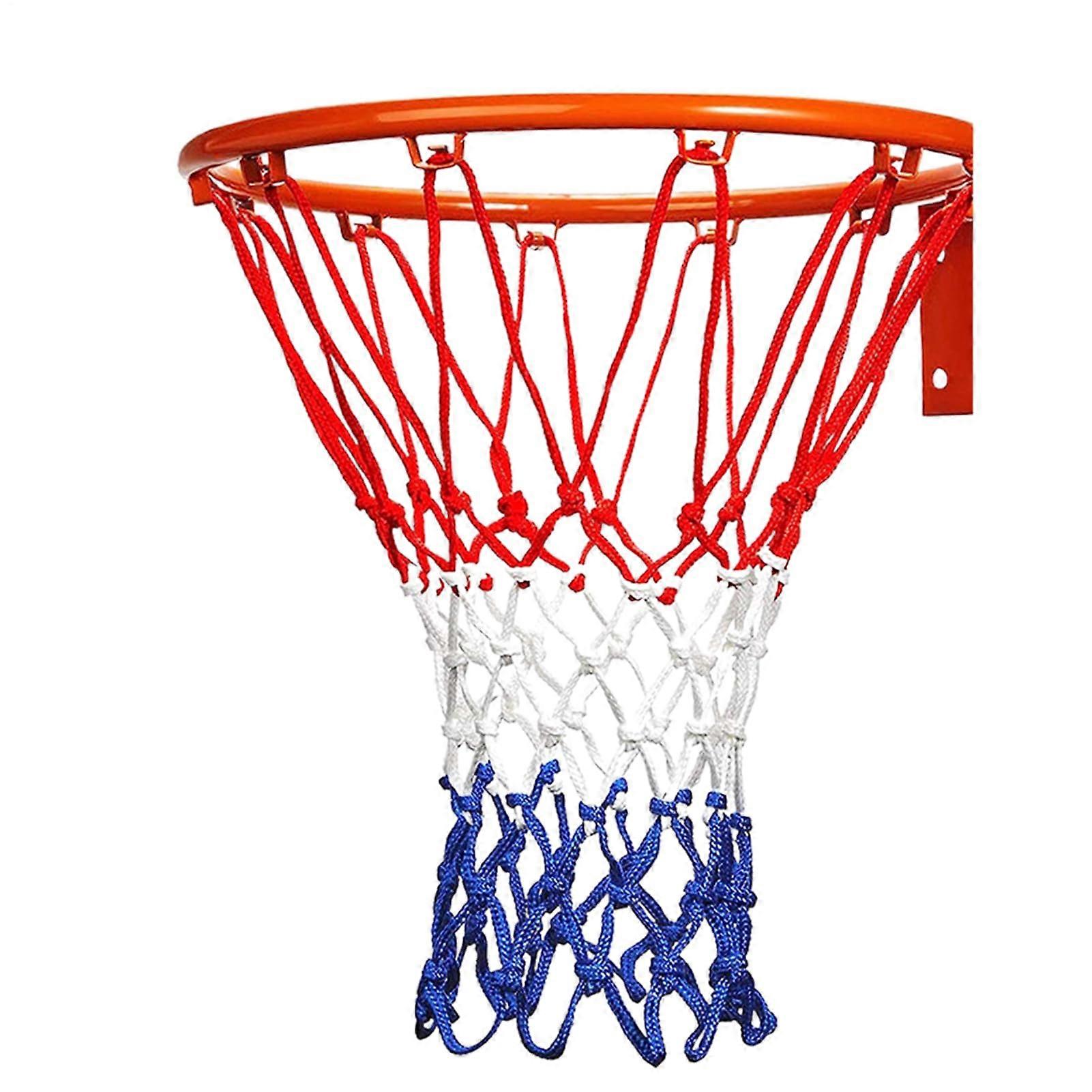 Thickened Basketball Nets, Portable Basketball Net Lightweight Standard Nylon Basketball Net for Indoor and Outdoor Use Red White and Blue