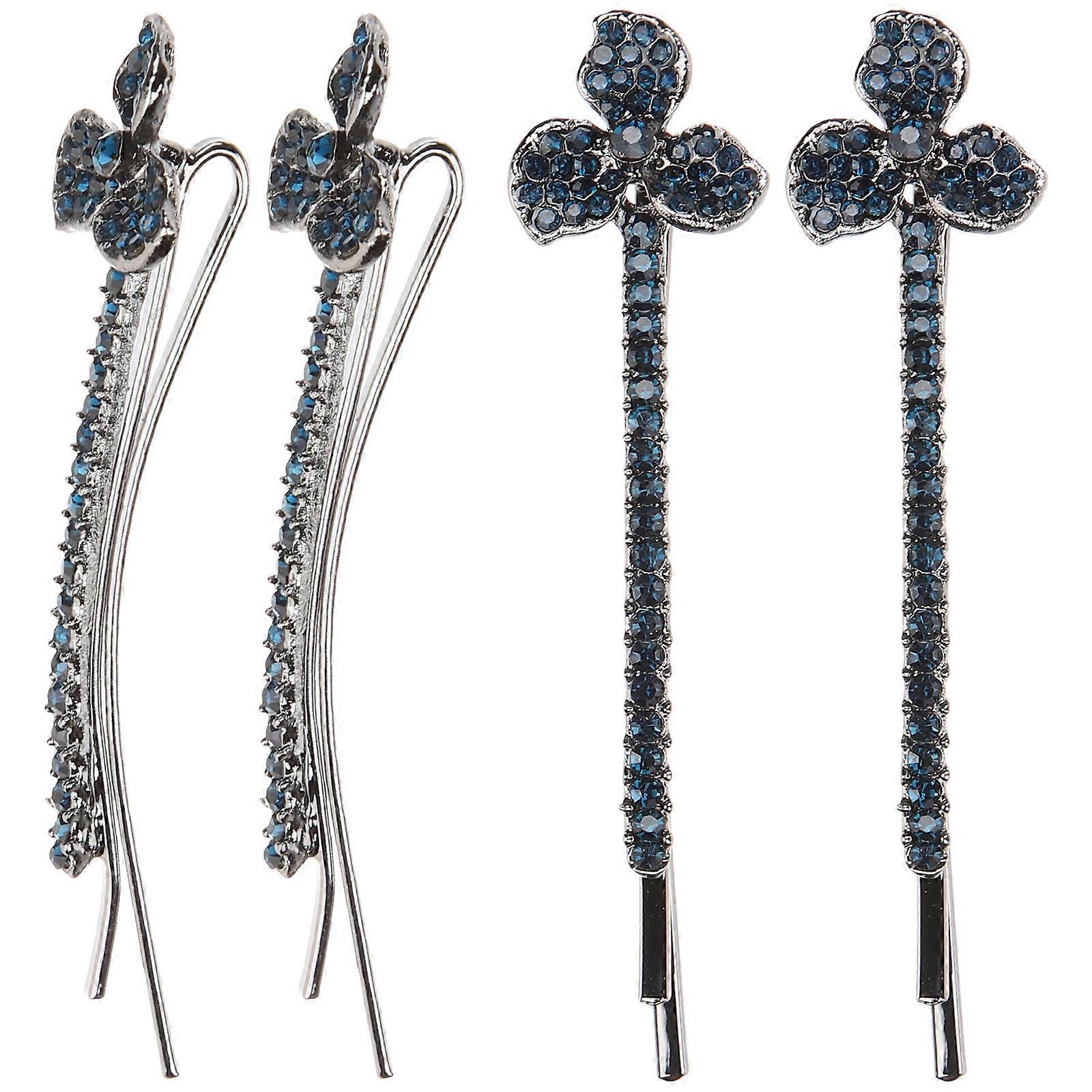 4Pcs Rhinestones Hair Accessories Rectangular Shape For Women Daily Use And Special Occasions