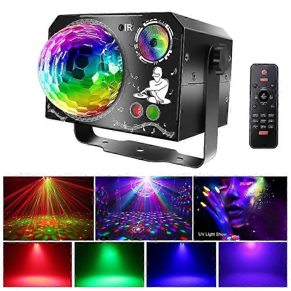 64 motifs RGB Disco Light Télécommande Lumière de scène avec lumière stroboscopique et UV, éclairage de fête USB pour DJ Clubs Événements