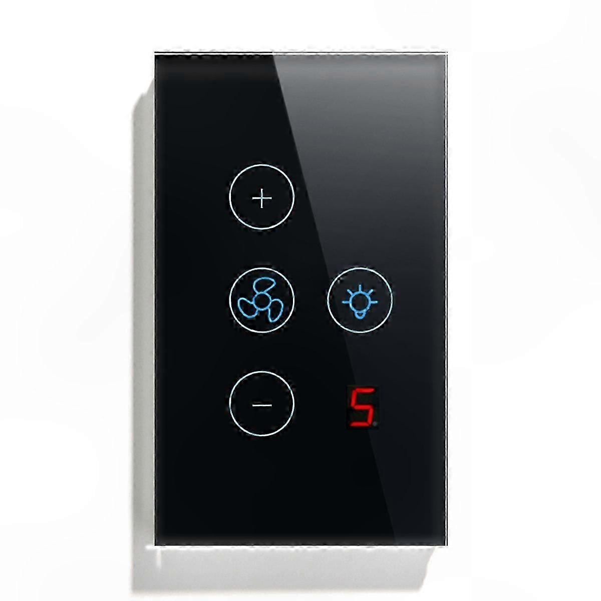 Smart Zigbee Fan Light Switch with App Control, US Network-Compatible, Black Finish