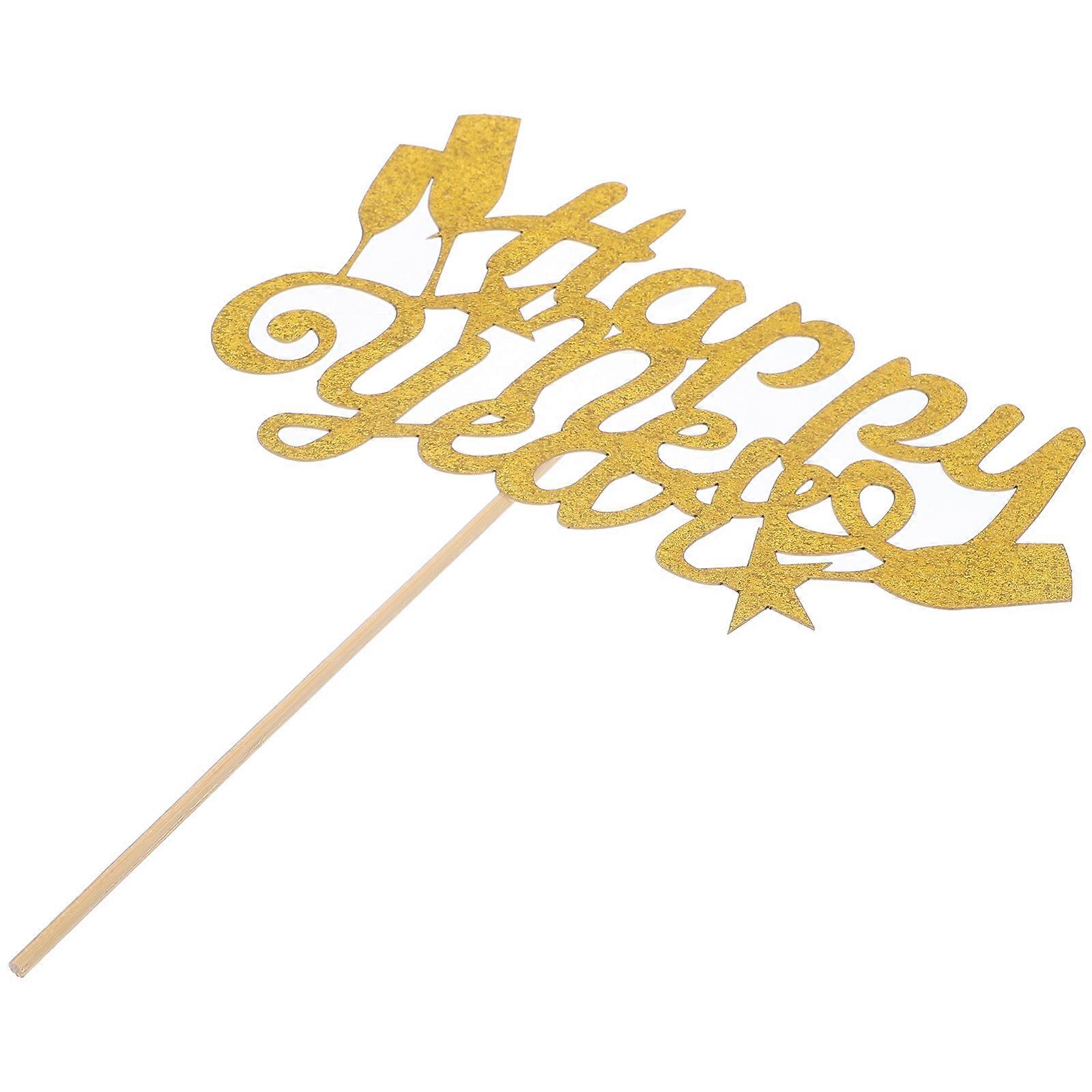 Cake Picks New Year Style Cup Shape Decoration For Friends Celebration 20.50X16.00X0.10CM Golden 1 Set