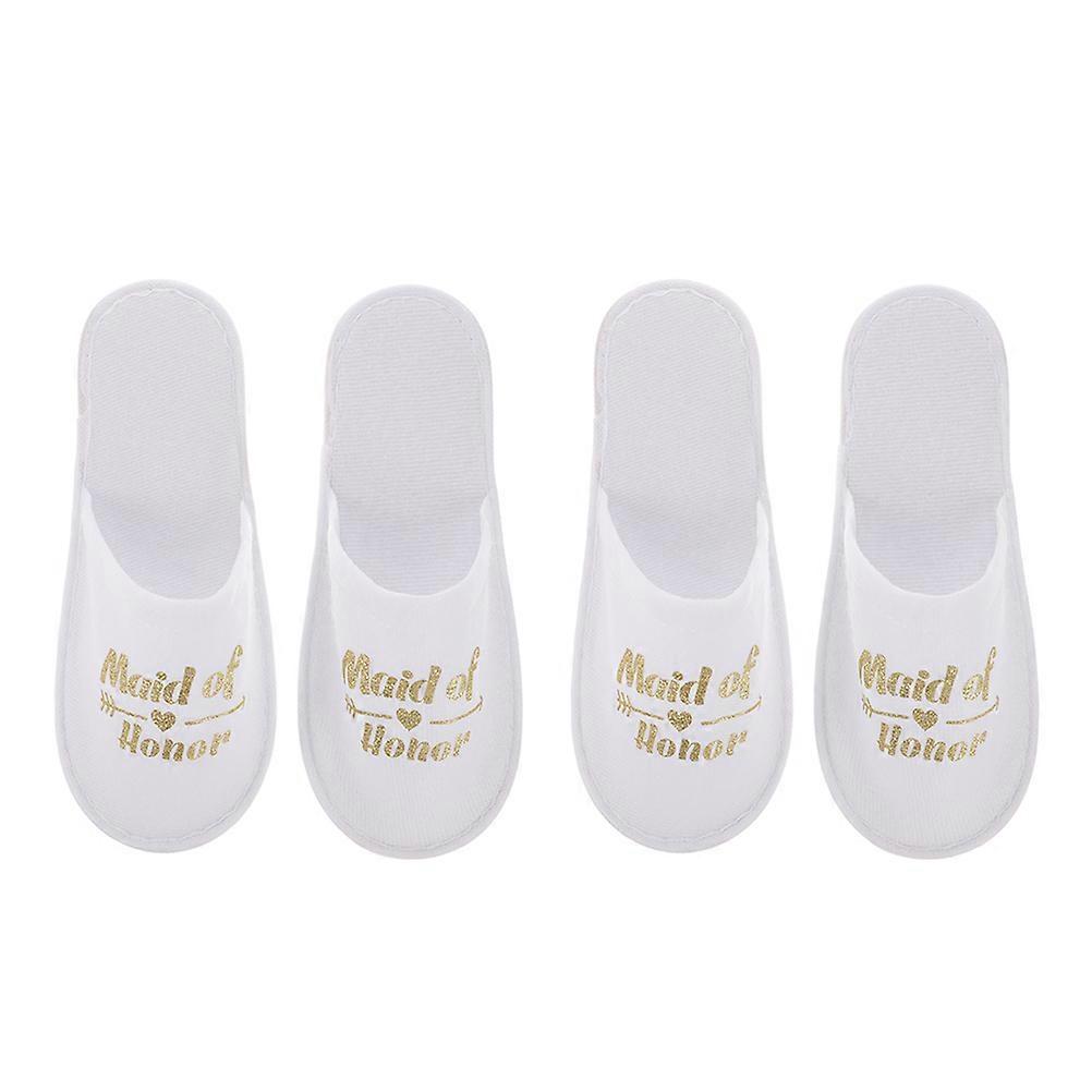 Gold Disposable Fabric Slippers For Wedding Party And Home Use Non Slip Design 2 Pairs For Bride And Guests