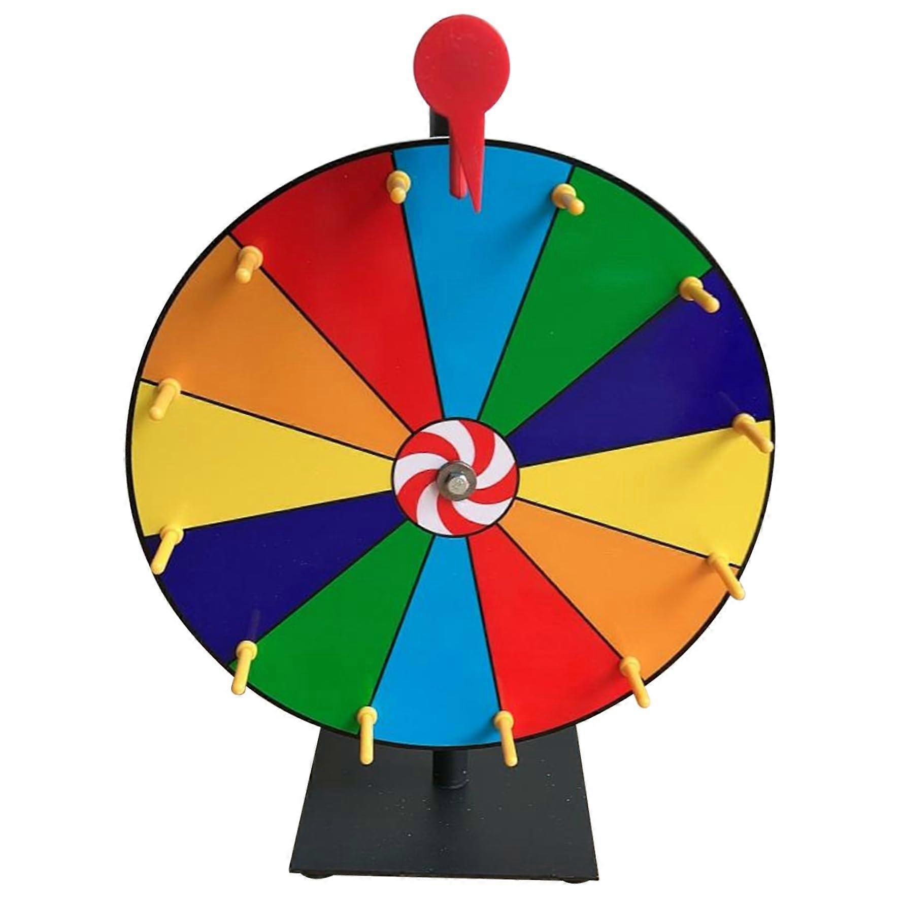 Prize Wheel, 11.8-Inch Tabletop, 12 Slots, DIY Prize Wheel With Stand, Dry-Erase Marker For Trade Shows, Parties