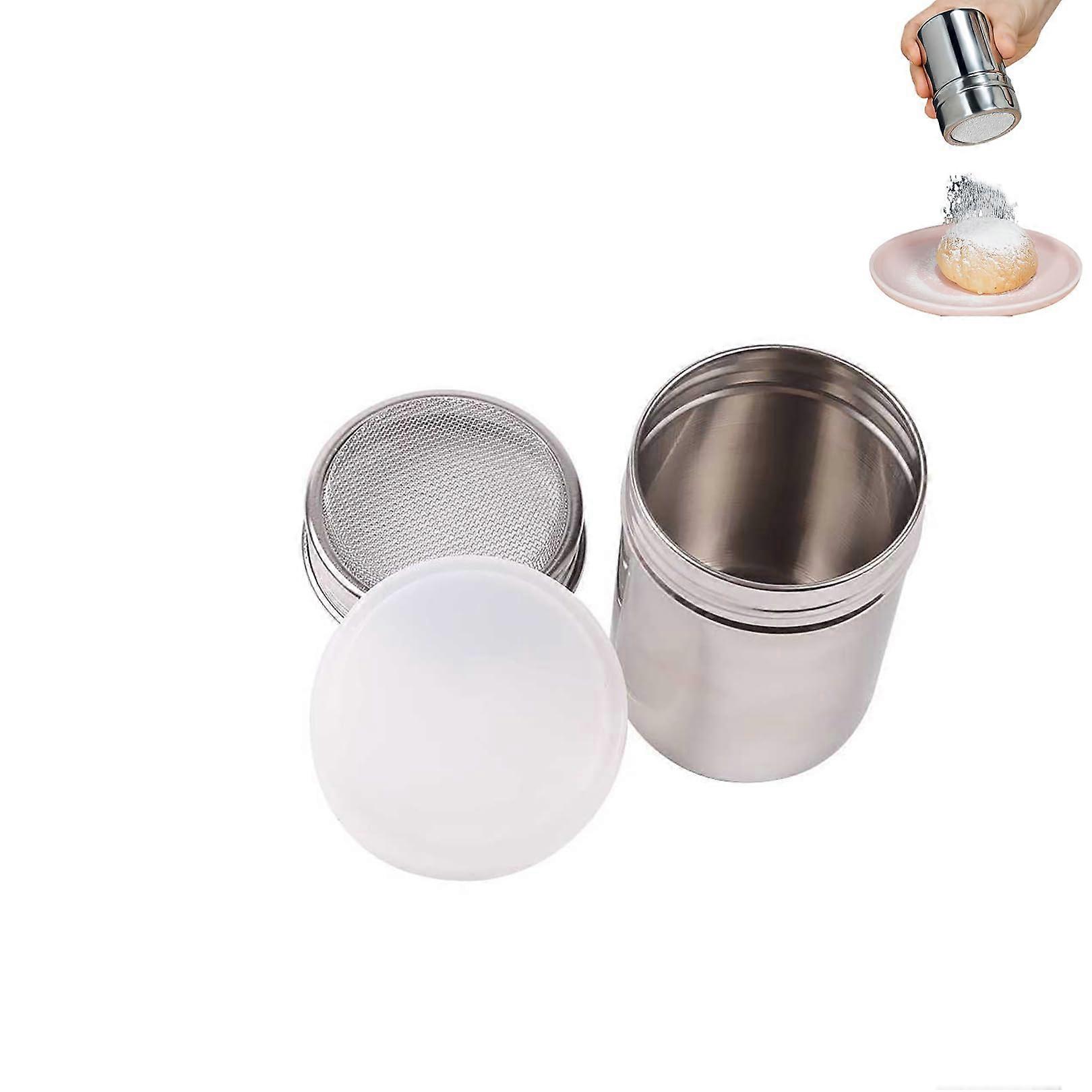 Icing Sugar Shaker with Lid, Powdered Sugar Cocoa Shaker, Stainless Steel Duster Shaker Pack of 1