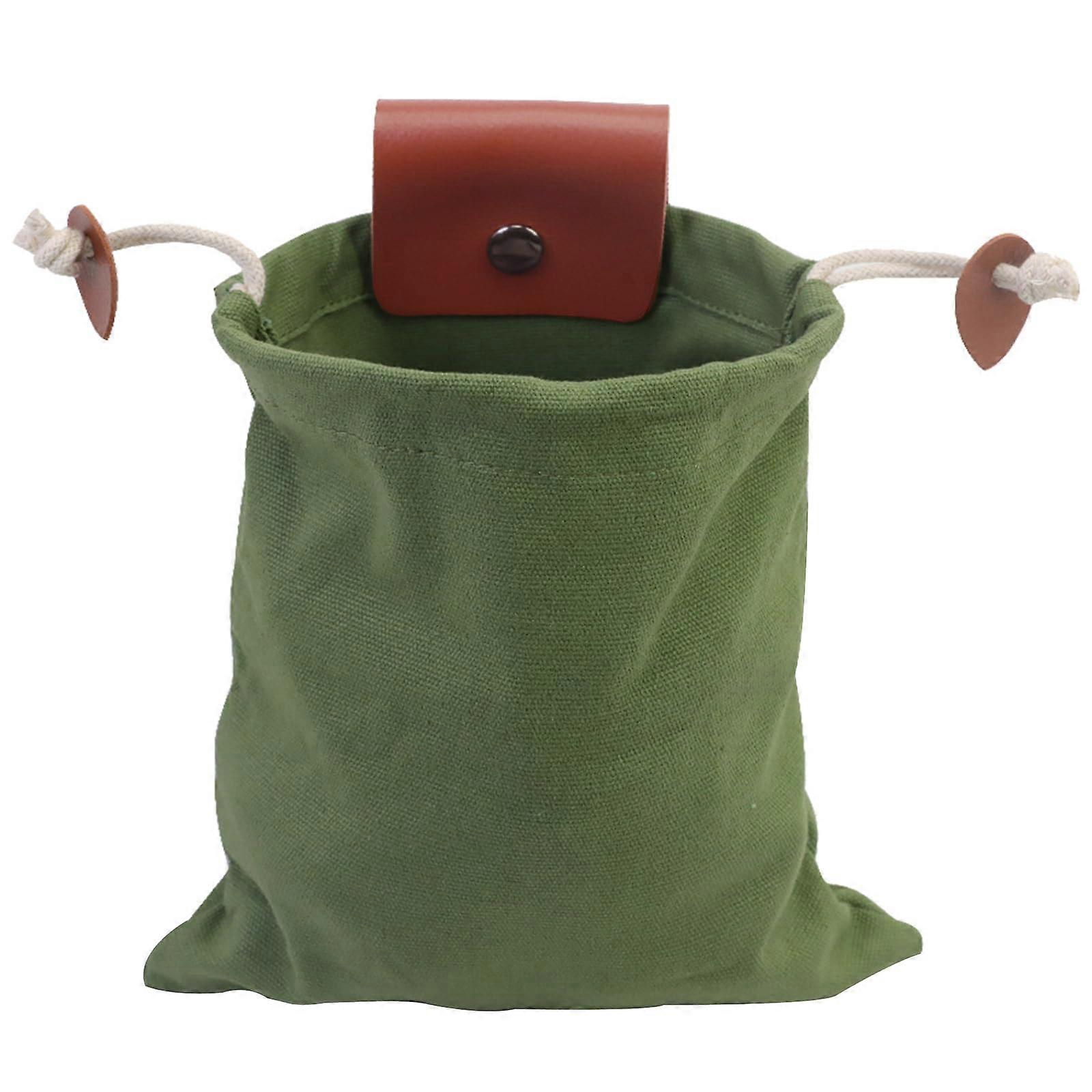 Mushroom Collection Bag - Waxed Canvas and Leather Foldable Storage Bag for Hunting, Hiking, and Bushcraft, Green