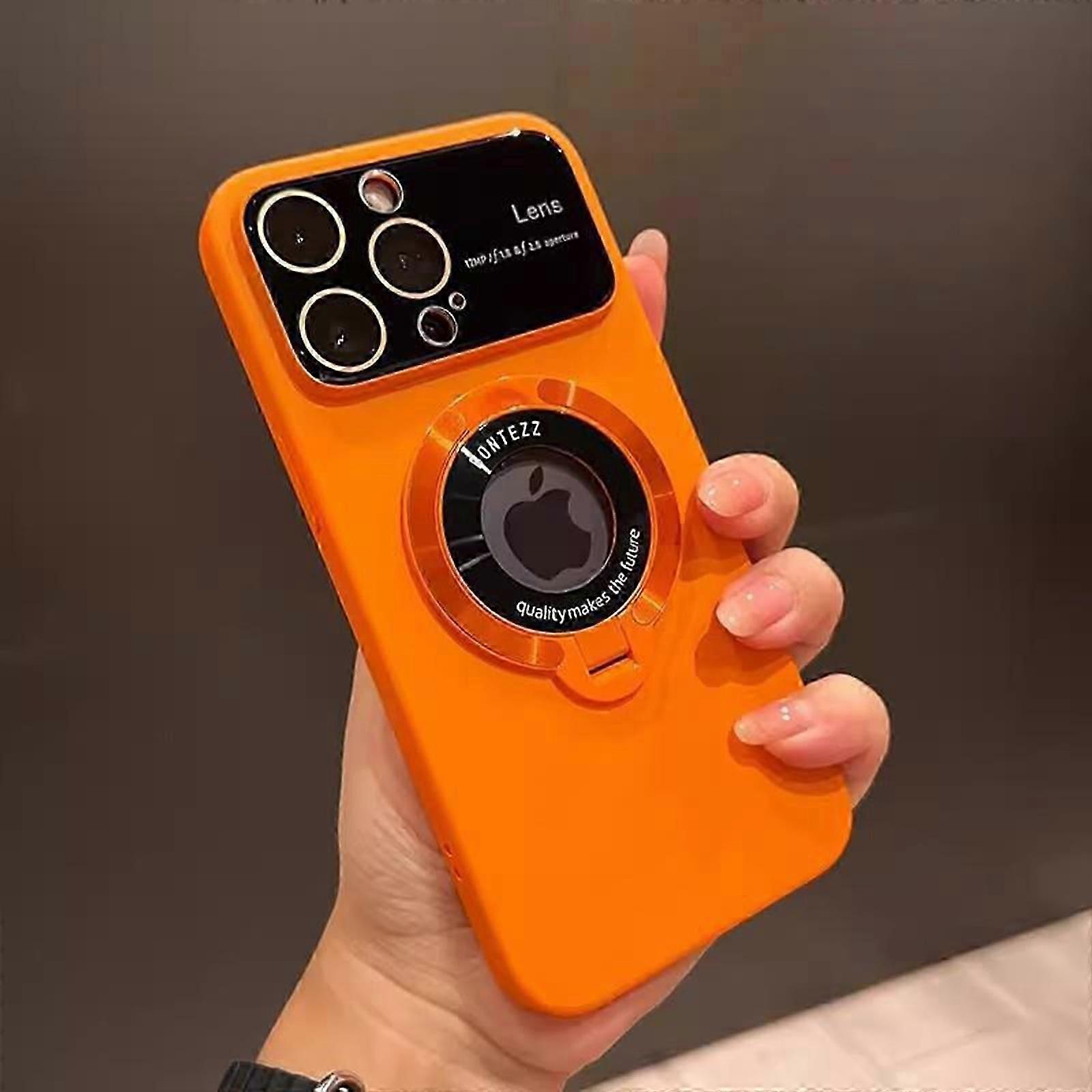 Case Compatible with iPhone 15 Pro Max, Large Window Phone Case Leak Label Magnetic Bracket for 15Pro max