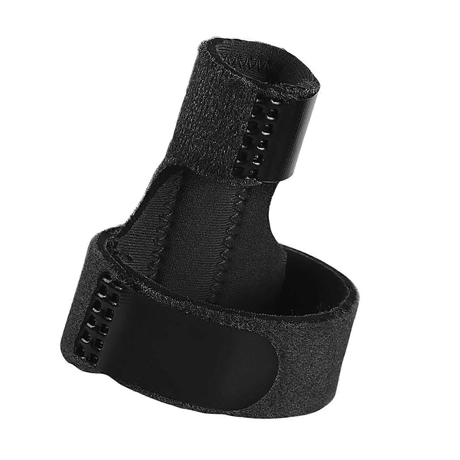 Trigger Finger Splint Disc with Medium Pinkie and Pointer Rings, Thumb Support and Palm Straps, Smooth Black Design