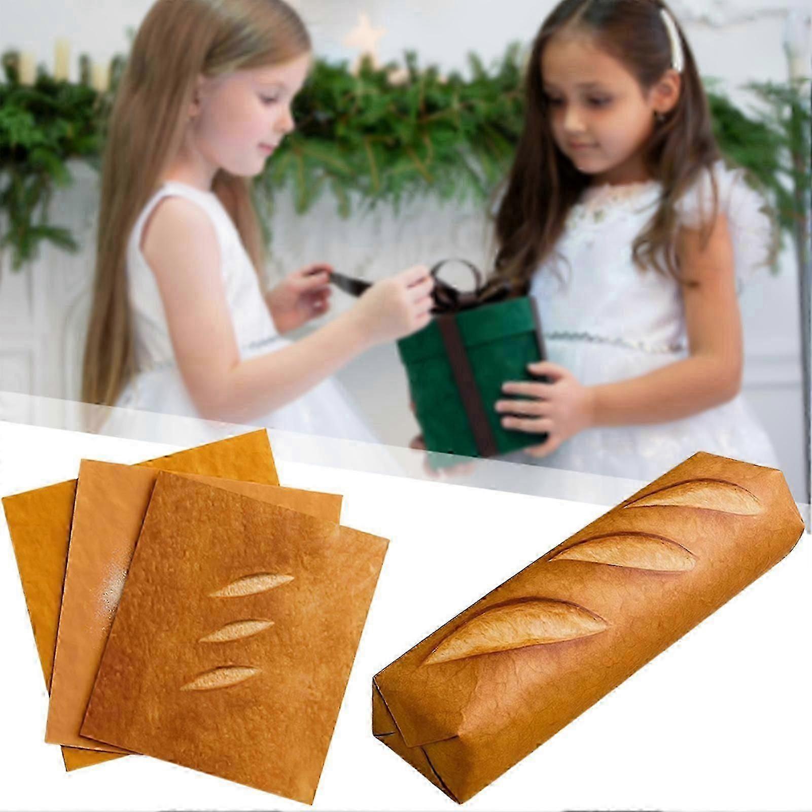 6/18Pcs Bread-Shaped Gift Wrapping Paper, Fun Realistic Bread Baguette And Toast Designs for Presents Packaging