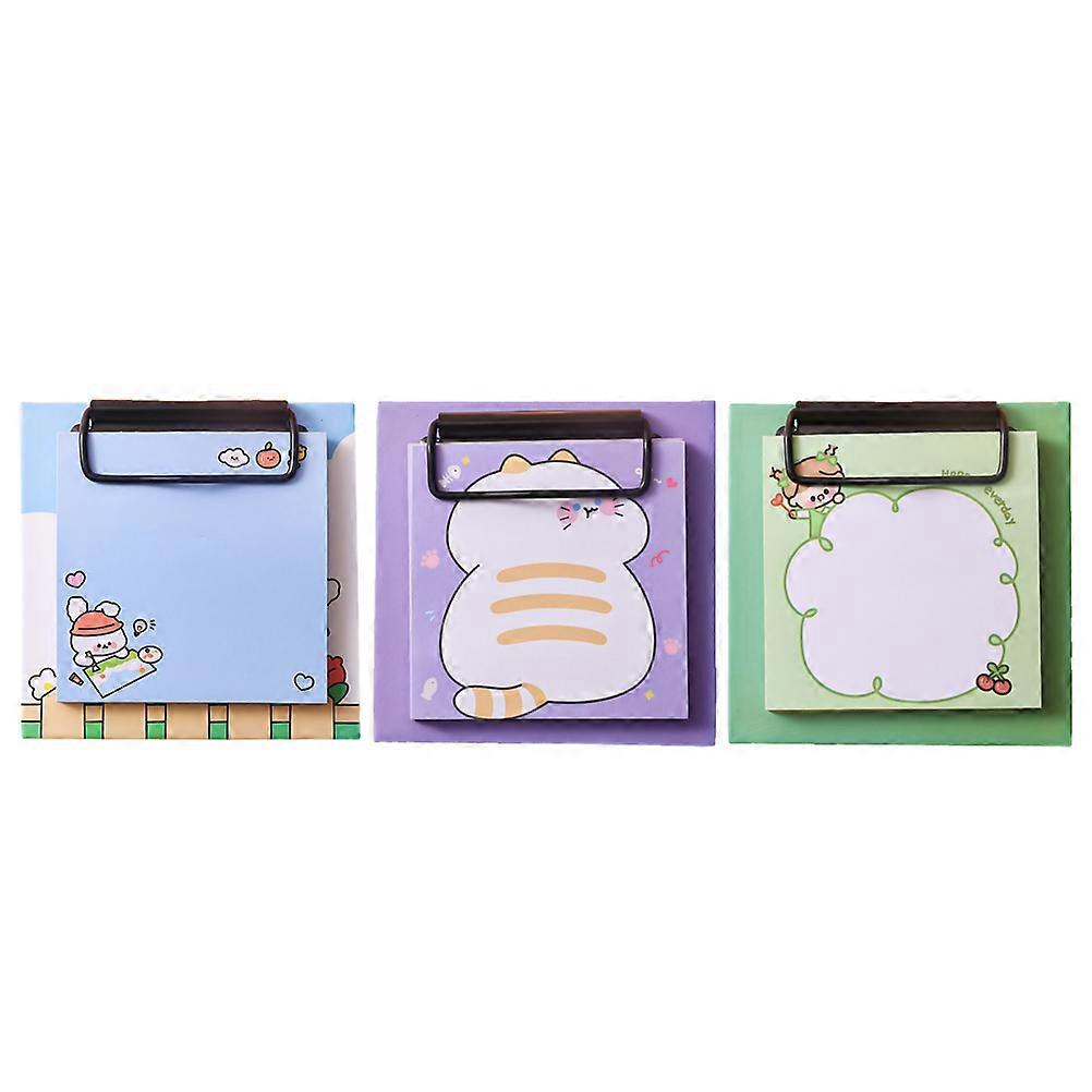 Cute Notepad 3Pcs Cartoon Clipboard Notepads for Office Workers Home Use Planning