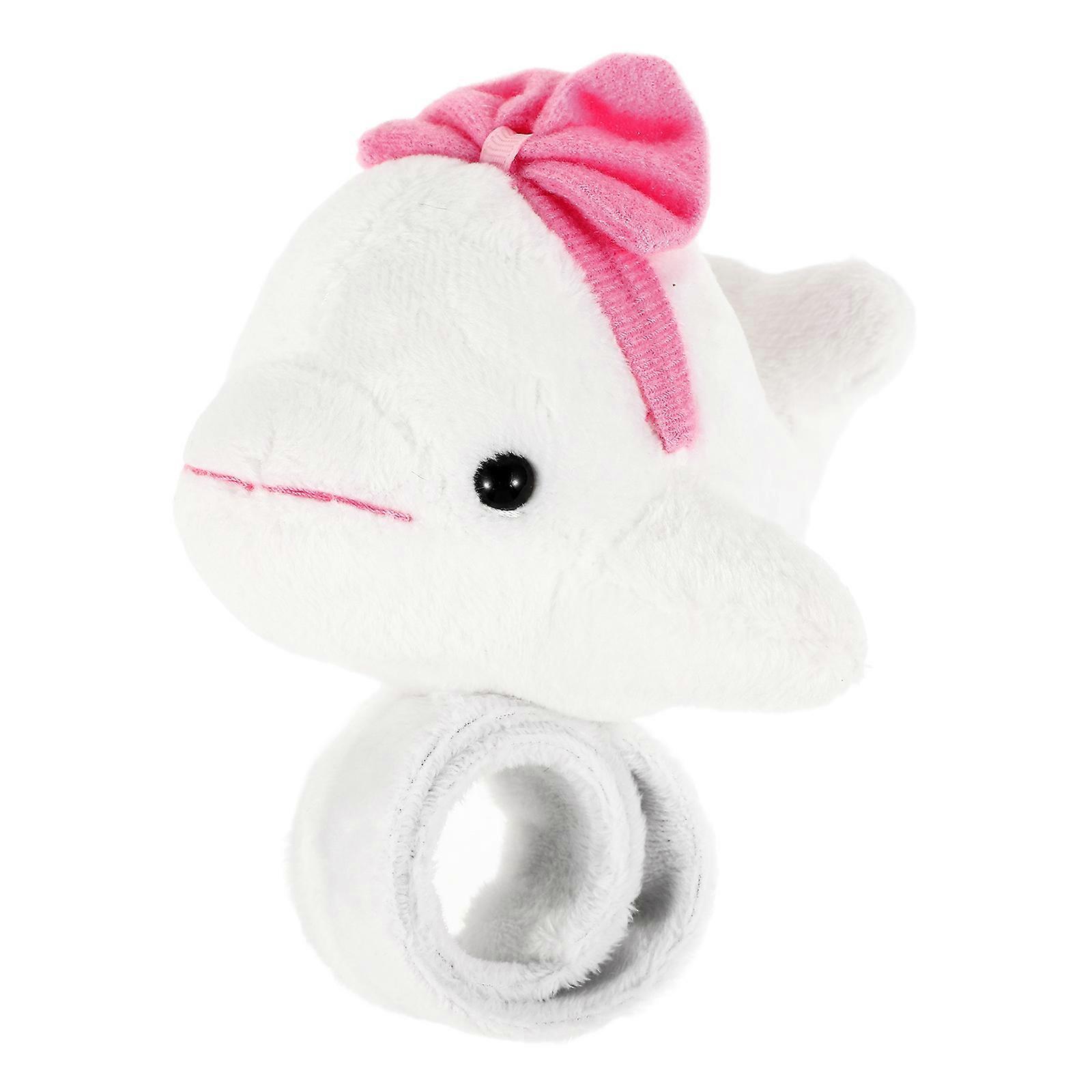 Adorable Whale Plush Snap Bracelet for Kids Comfortable Soft Material White Color One Size Fits All