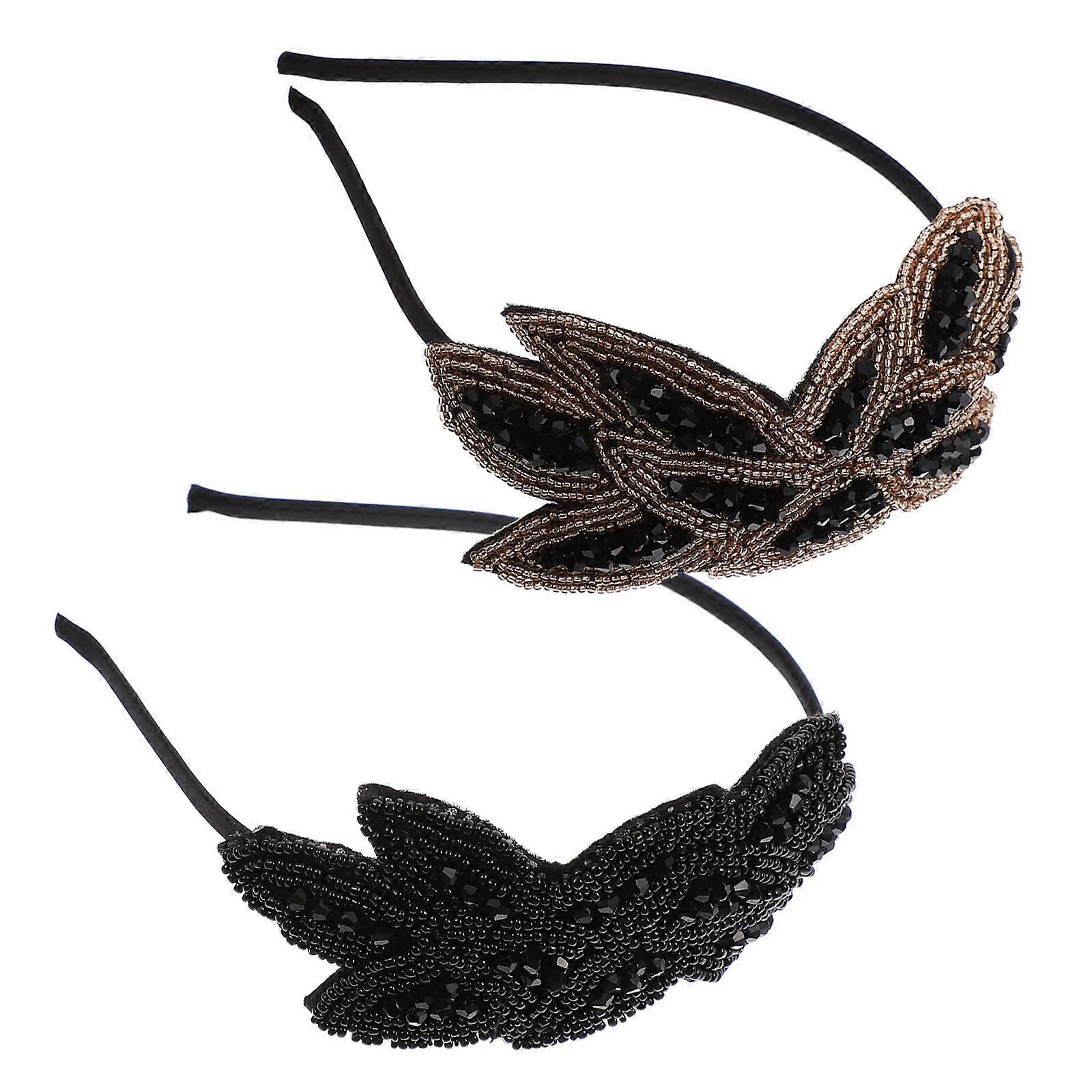 a refined and engaging product description based on your input:
**2pcs Vintage Rhinestone Headbands for Women – Stylish Beaded Hair
