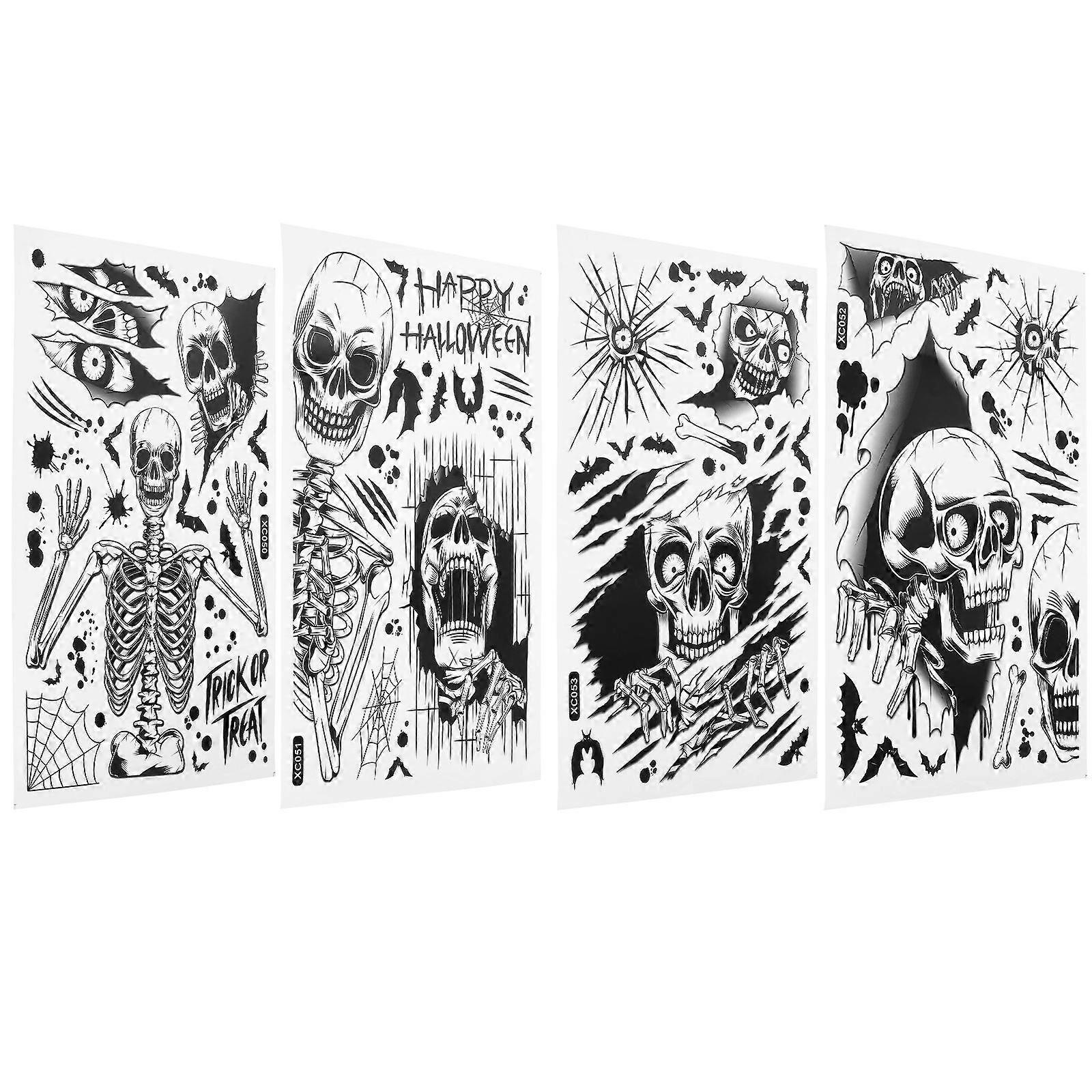 4 Sheets Halloween Window Sticker Creepy Decoration PVC Material For Easy Application And Removal