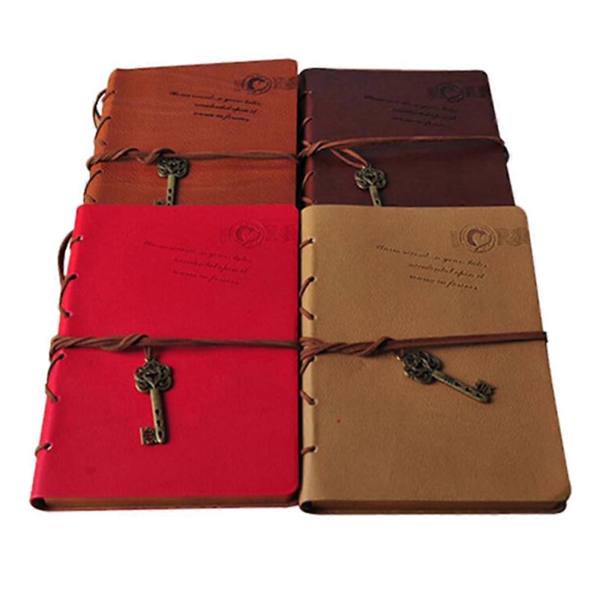 PU Leather Bound Notebook with Retro Vintage Design, Kraft Paper Pages, Ideal for Office and School Use