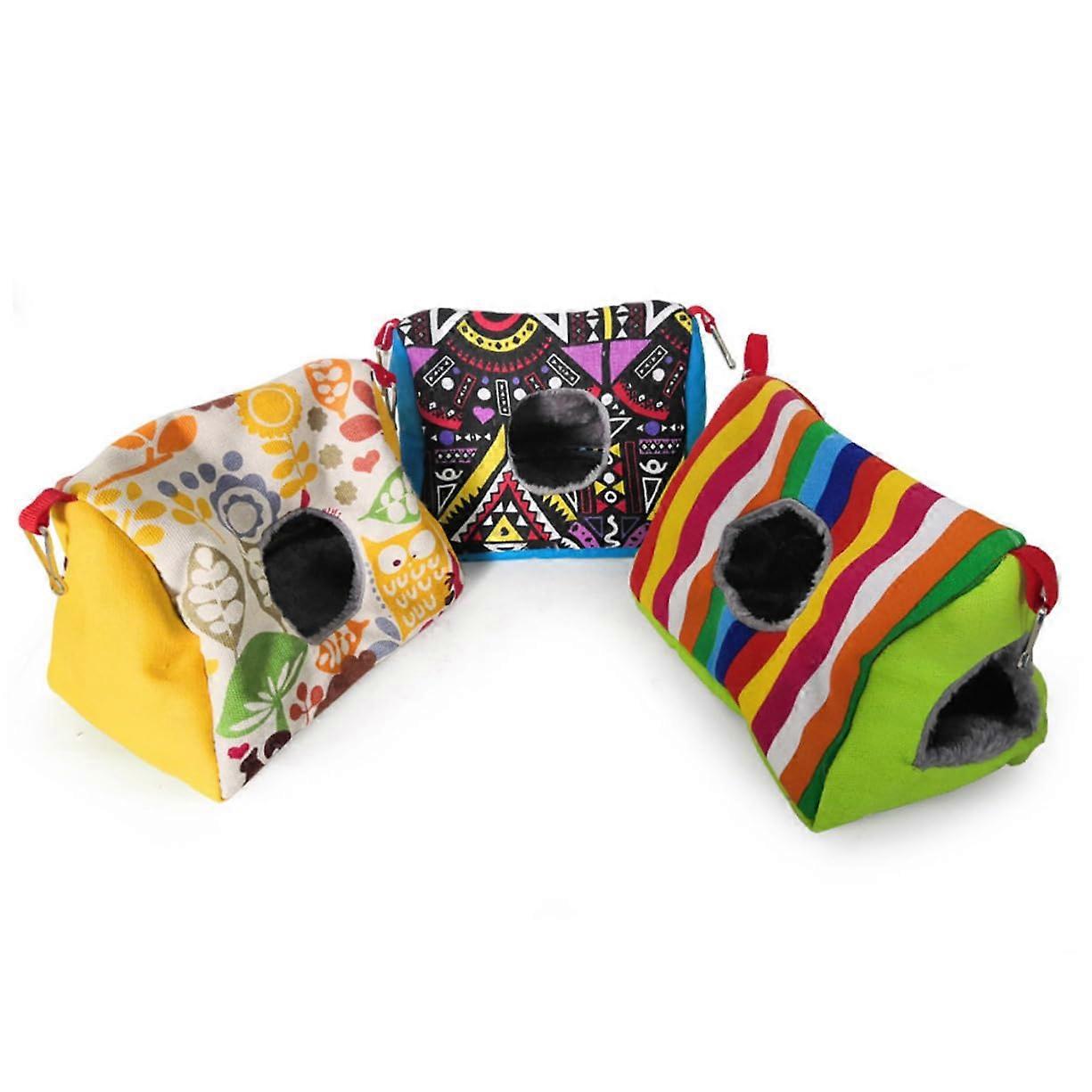 Bird House Indoor Hanging Nest For Parrots And Other Birds, Double-Hole Design, Cozy Nest, Striped Cushion
