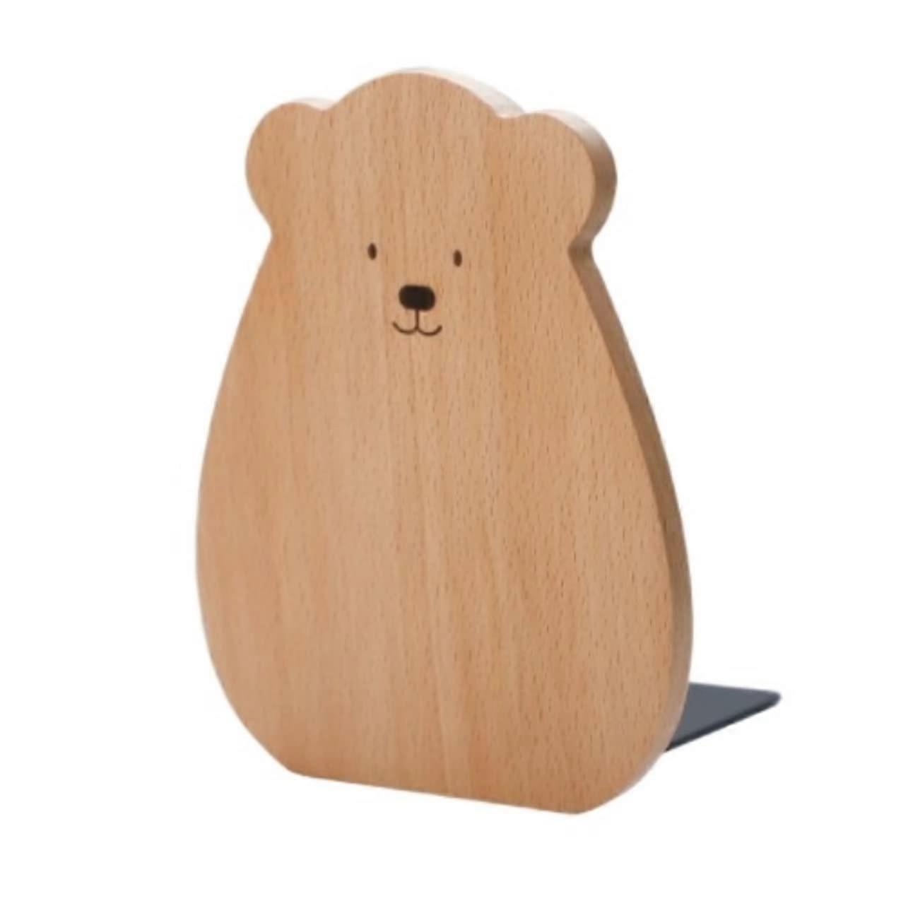Bookend Bookend with Cartoon Bear, Simple Bookends, Gray Natural Style, Practical Metal Book Stopper for Shelf (Color: B, Size: 15 * 12cm)