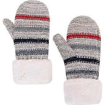 Kuschelige Damen-Strickhandschuhe mit Fleece-Futter und Streifendesign für winterliche Wärme