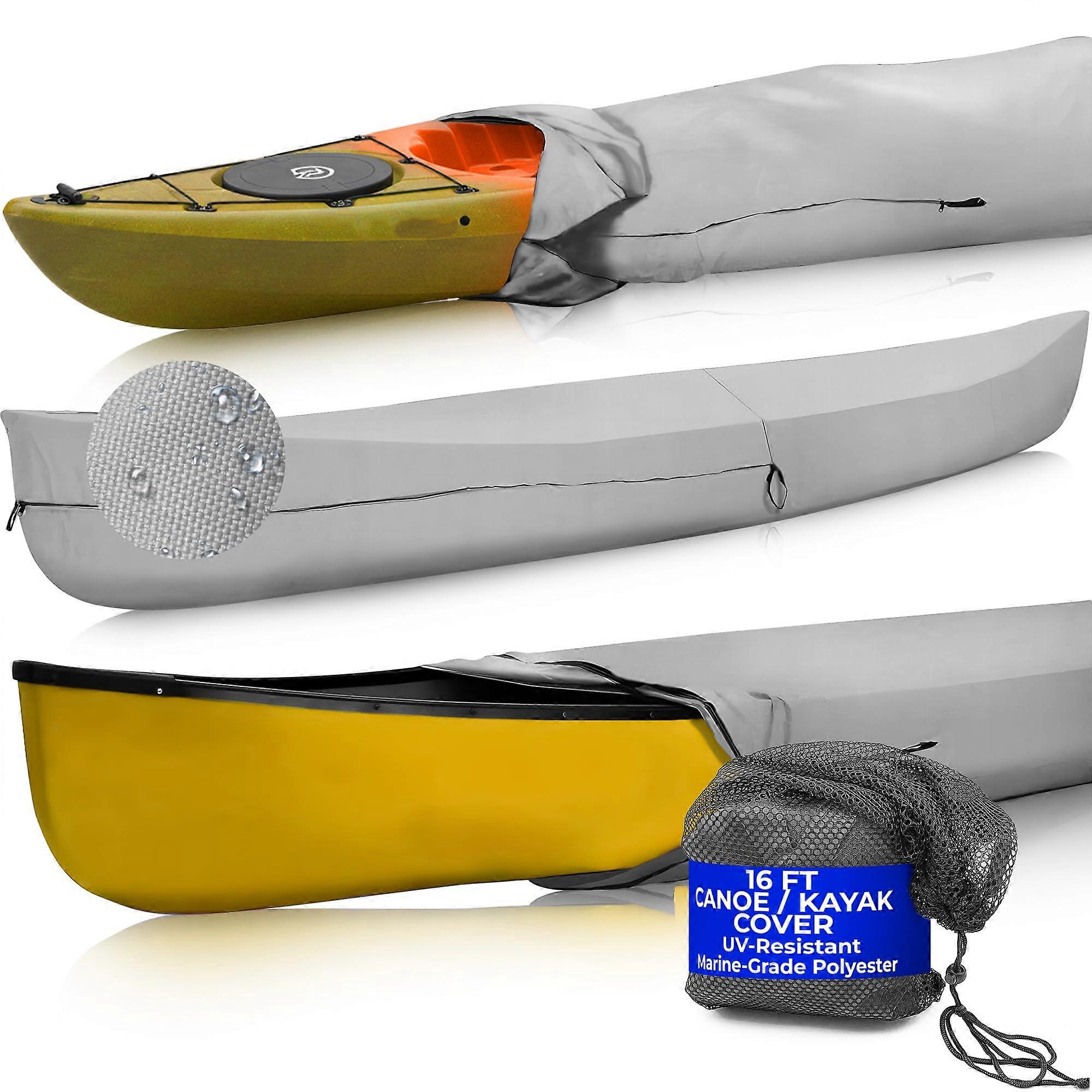 Canoe Kayak Cover; Waterproof UV Resistant fits 1516ft Long Gray