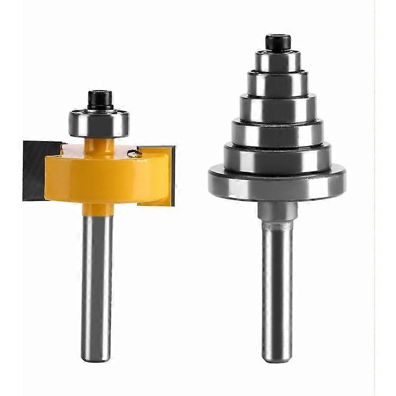 Wood router bit, router bit cutter, with 6 bearings for different depth settings: 1/8 to 1/2 inch.