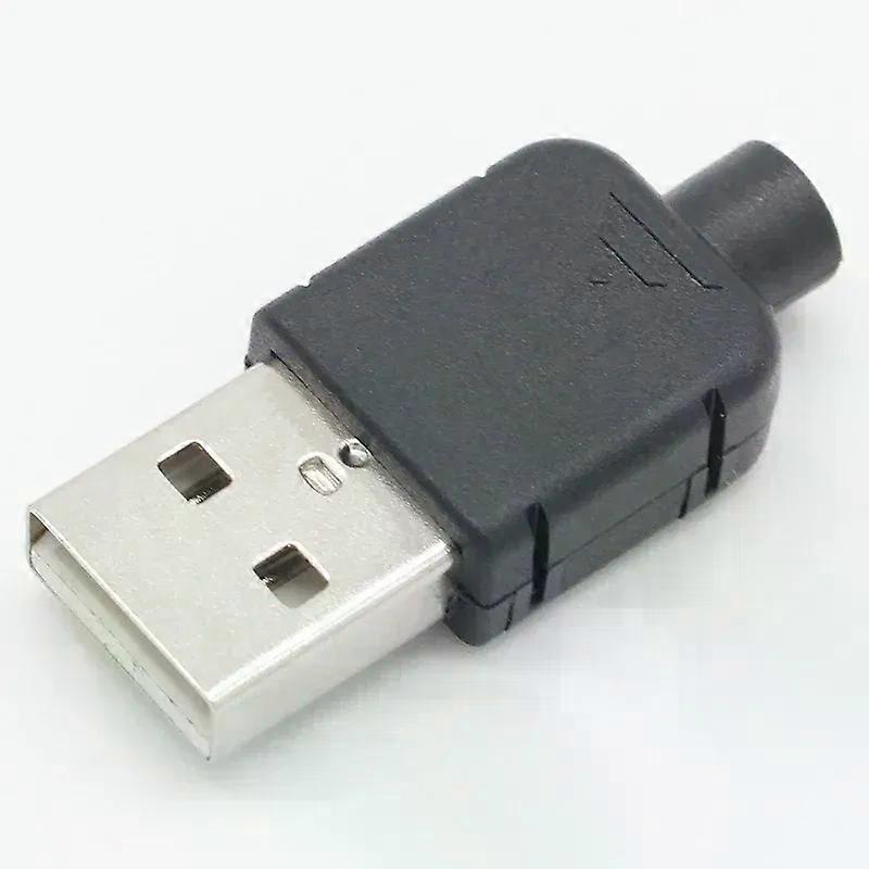 10 Sets DIY USB 20 Connector Plug A Type Male 4 Pin Assembly Adapter Socket Solder Type Black Plastic Shell For Data Connection