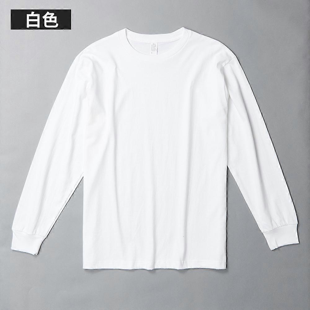 Cross-border 230g 17s heavy cotton solid color long-sleeved round neck T-shirt men's basic bottoming shirt trendy customization