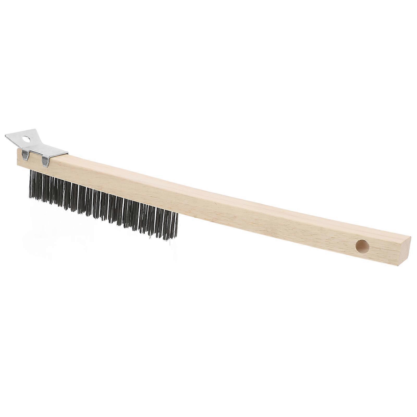 Wire Brush with Wooden Handle for Cleaning Welding Slags Rust and Metal Scrubbing 1 Set